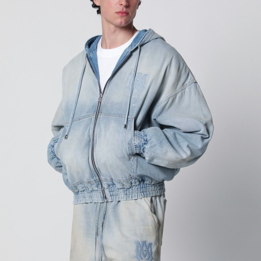 Amiri o1d2blof0226 Denim Bomber Jacket in Light Blue Size US M / EU 48-50 / 2 - 1 Thumbnail