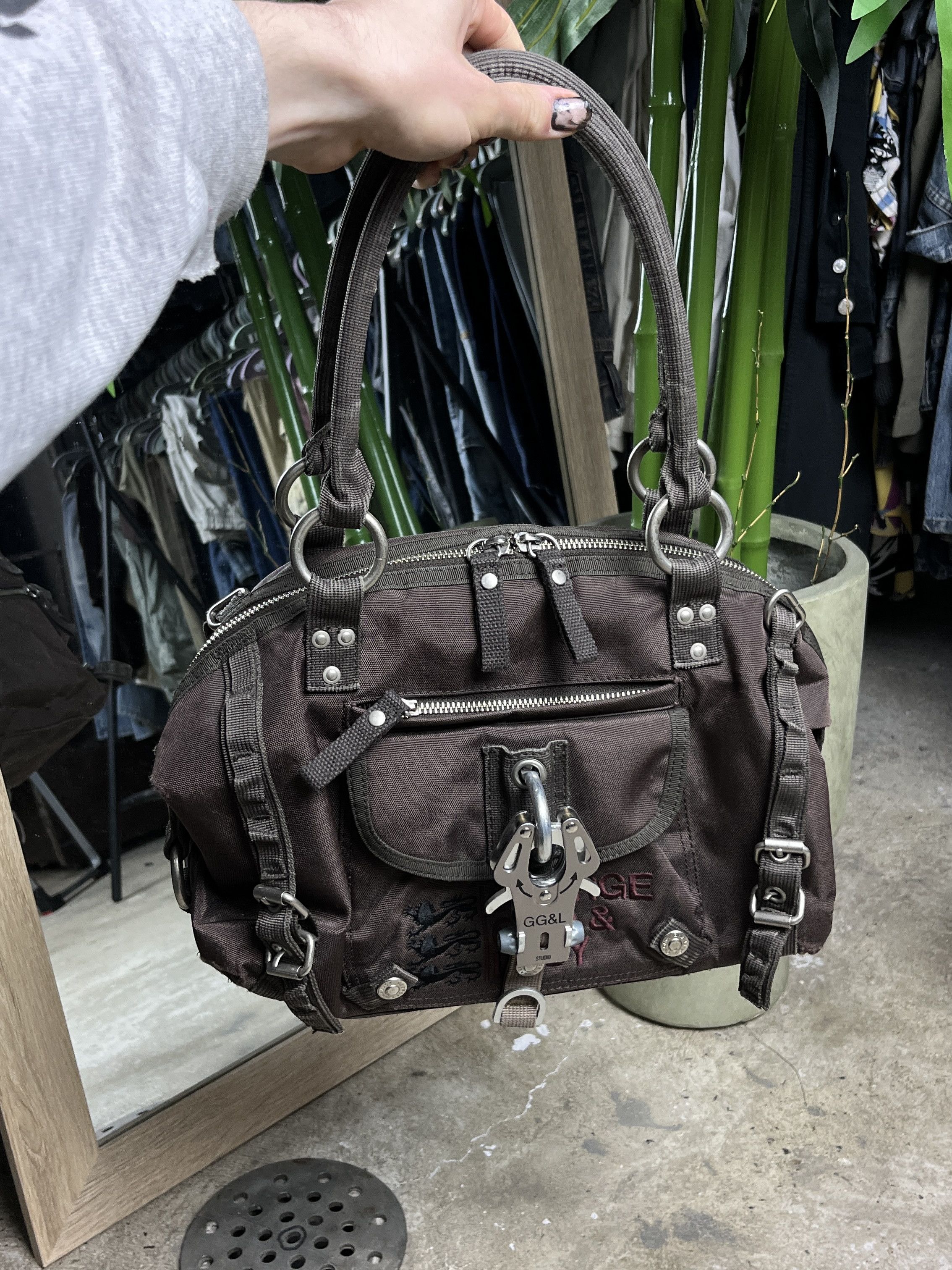 Vintage 2000s GGL "PARADISE ANGEL" BROWN NYLON BAG - № 6207 Size ONE SIZE - 3 Thumbnail
