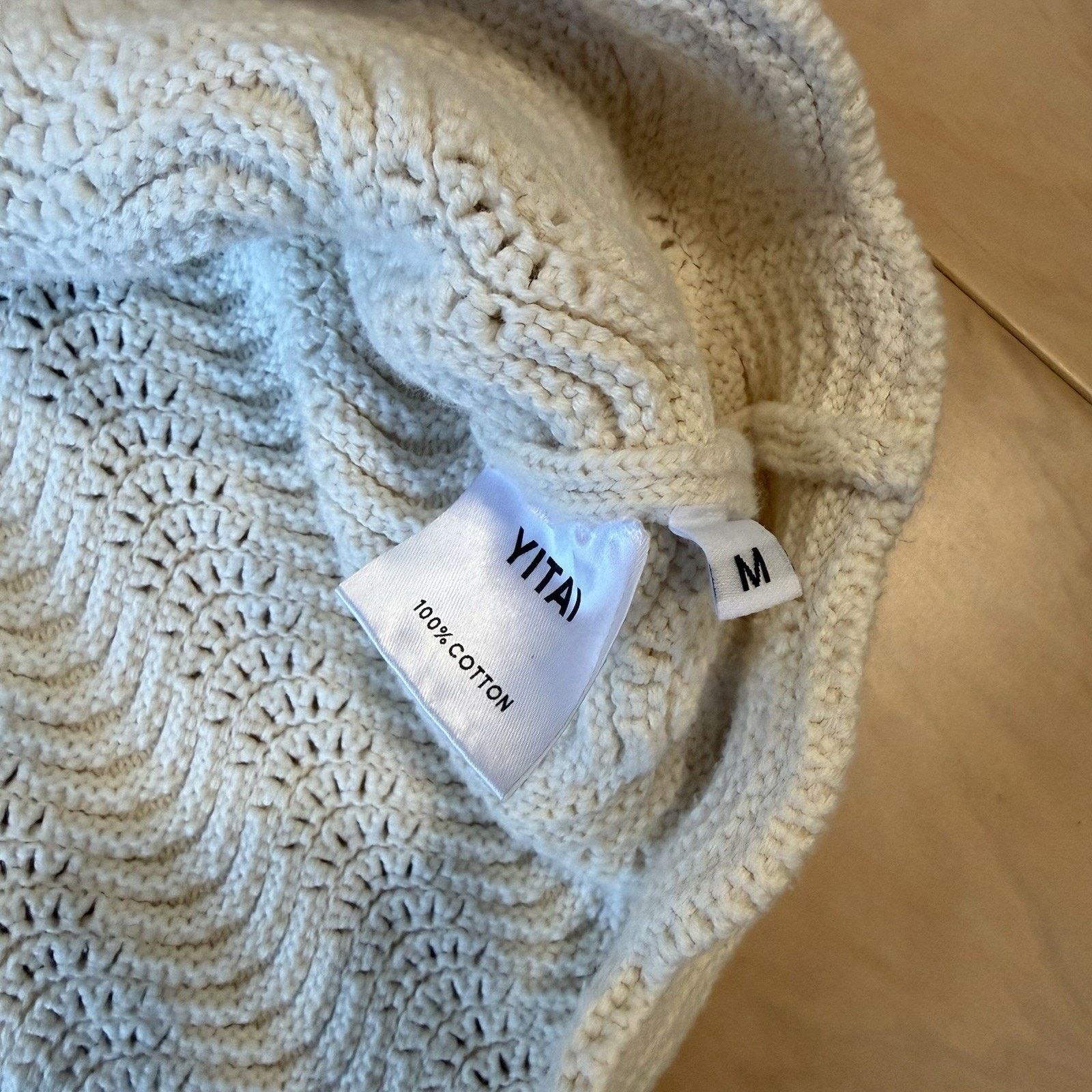 YITAI Yitai Shirt M Cream Knit Shale Stitch Button Up Minimalist Size US M / EU 48-50 / 2 - 6 Thumbnail