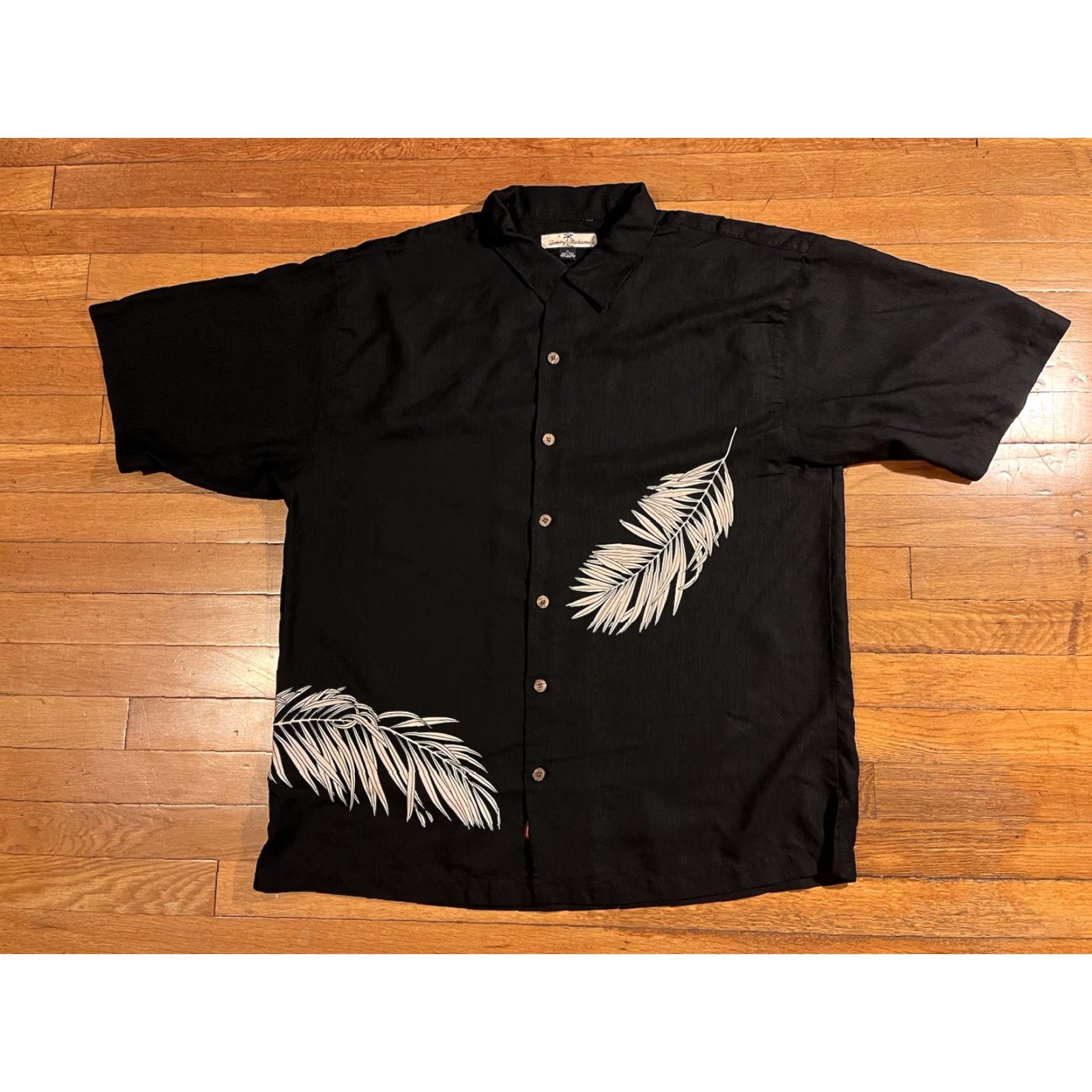 Tommy Bahama Tommy Bahama Shirt Men’s Extra Large XL Black Palm Frond Silk Hawaiian Button-Up Short Sleeve Floral Beach Tropical Vintage No Size US XL / EU 56 / 4 - 2 Thumbnail
