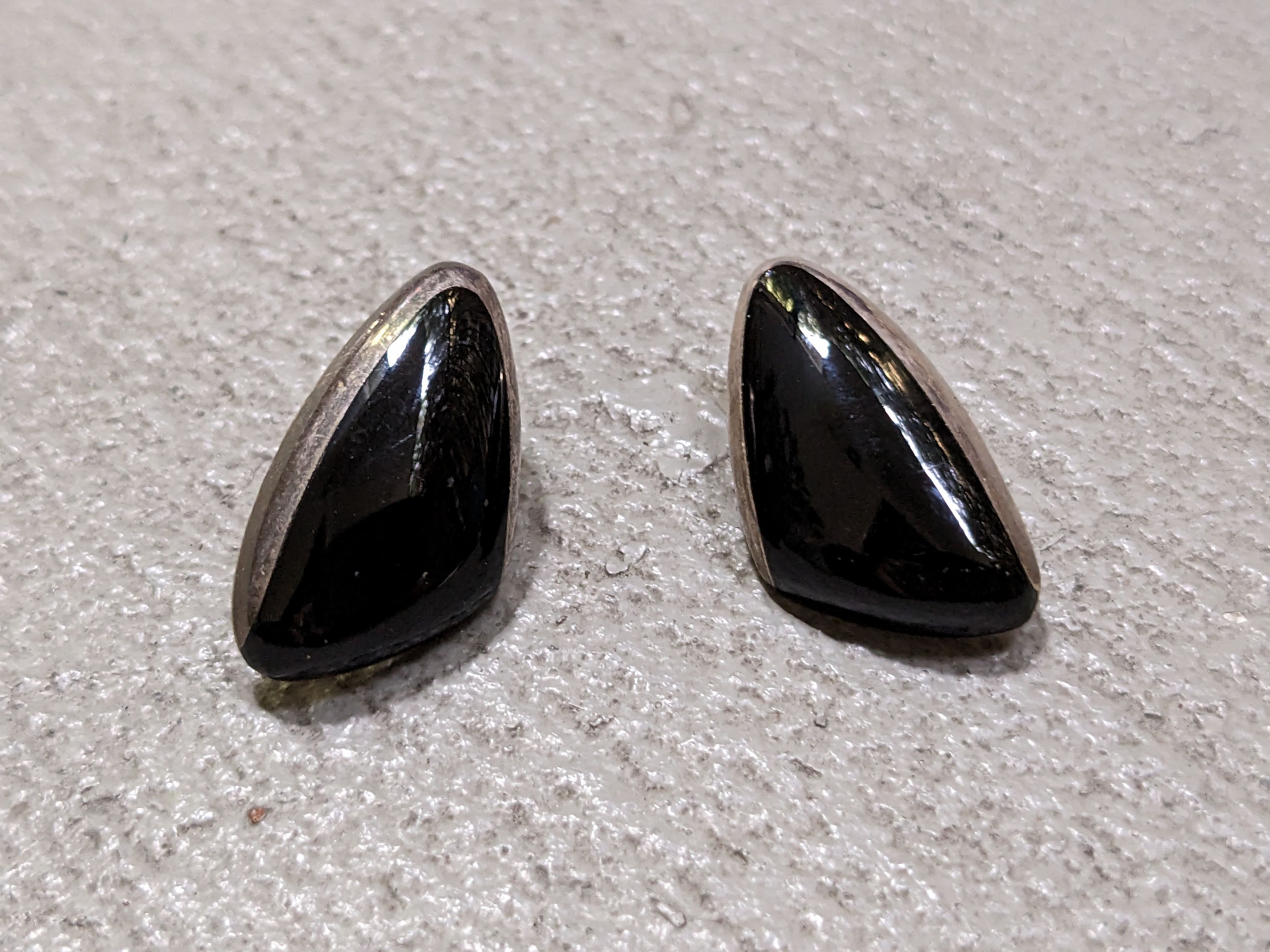 Jewelry Vintage Sterling Silver Earrings Mid Century Modern Triangle Size ONE SIZE - 2 Thumbnail