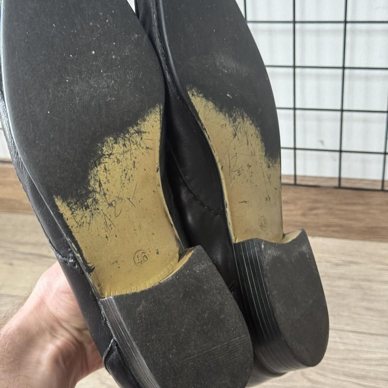 Vintage Loafers Black Leather Vintage 90s Size US 12.5 / EU 45-46 - 5 Thumbnail