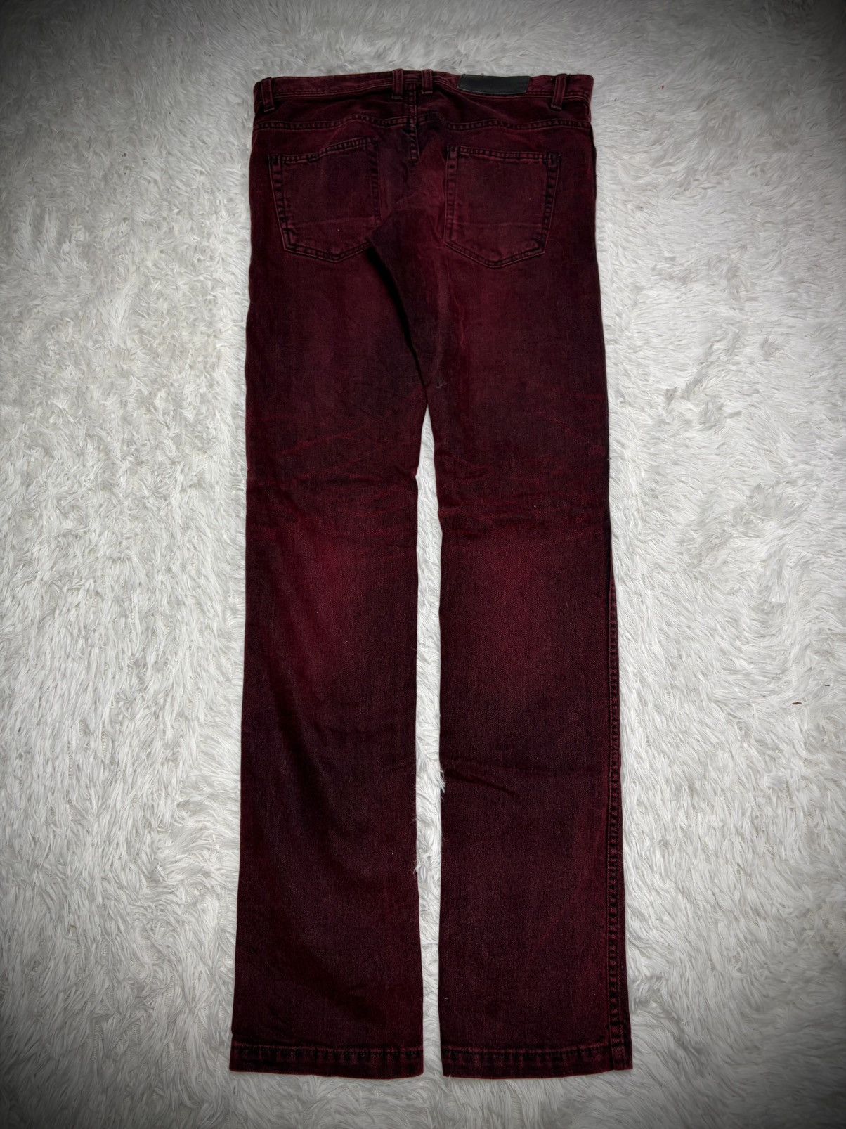 If Six Was Nine Rare 5351 Pour Les Hommes wine clawmark skinny slim jeans Size US 33 - 5 Thumbnail