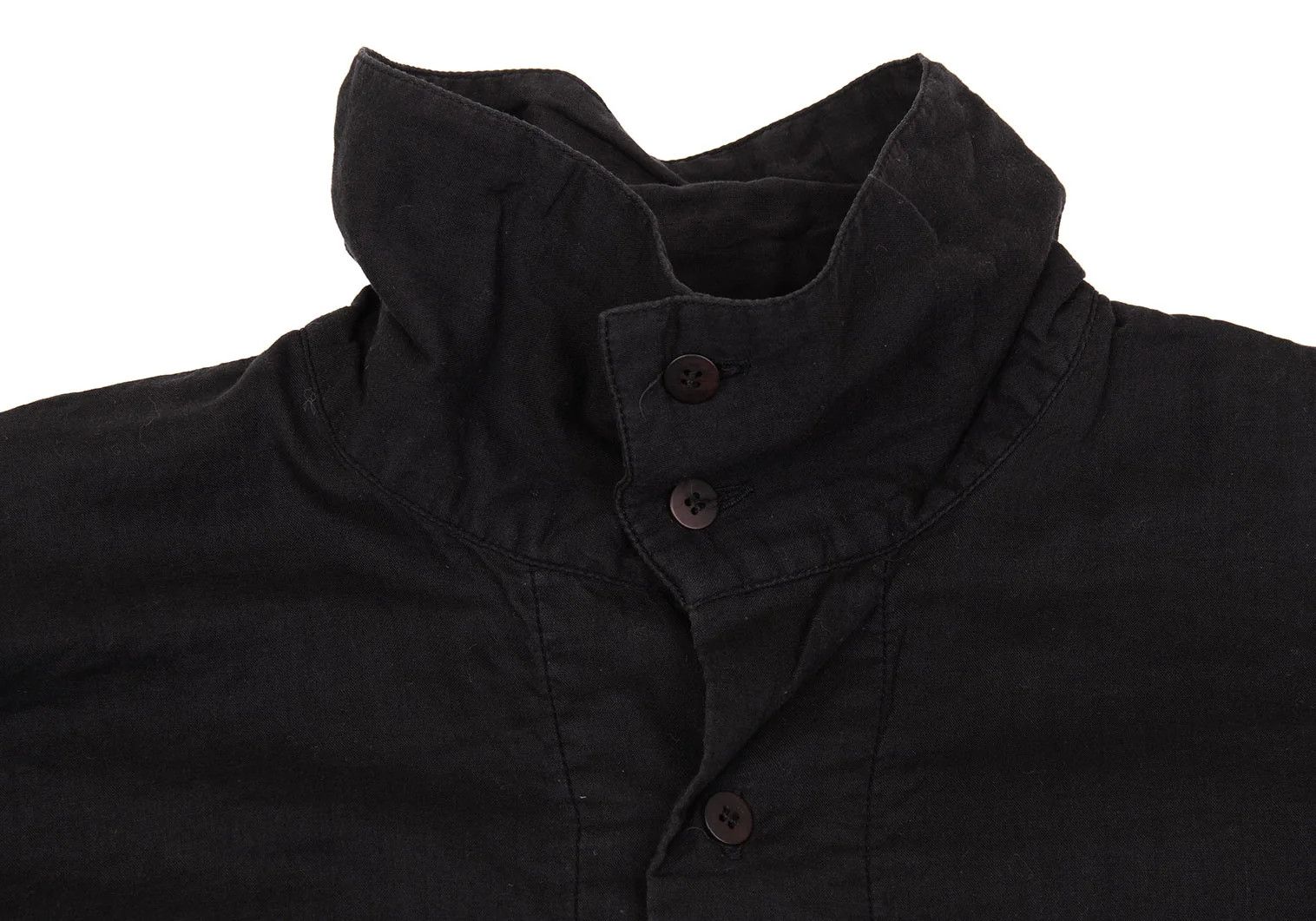 Issey Miyake High-Neck Cotton Gauze Shirt in Black, Size L Size US L / EU 52-54 / 3 - 3 Thumbnail