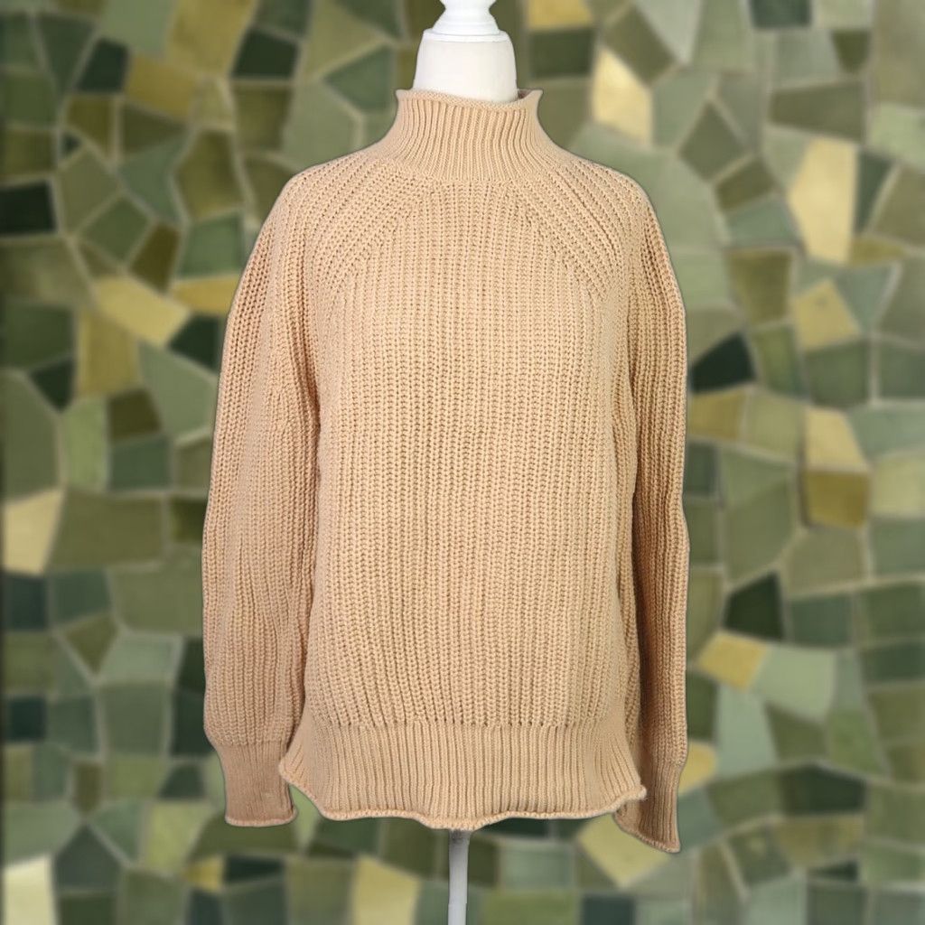 J.Crew J. Crew Sweater Shirt Womens Small Tan Cotton Mock Neck Chunky Knit Pullover Casual 100% Cotton Women’s Small Tan Mock Neck Knit Sweatshirt Size S / US 4 / IT 40 - 1 Thumbnail