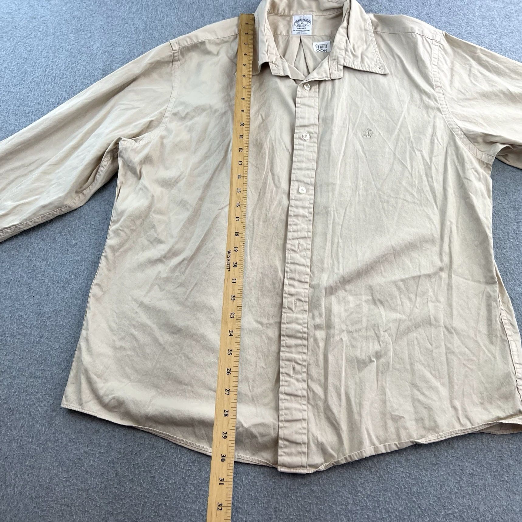 Brooks Brothers Brooks Brothers Regent Dress Shirt Mens XL Beige Long Sleeve Button Up Adult Size 46R - 3 Thumbnail