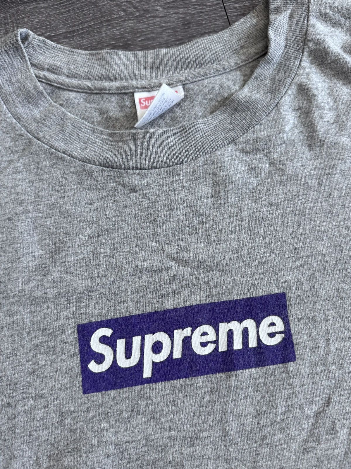 Supreme Supreme Purple on Grey Box Logo Tee 1998 Size US XL / EU 56 / 4 - 1 Thumbnail