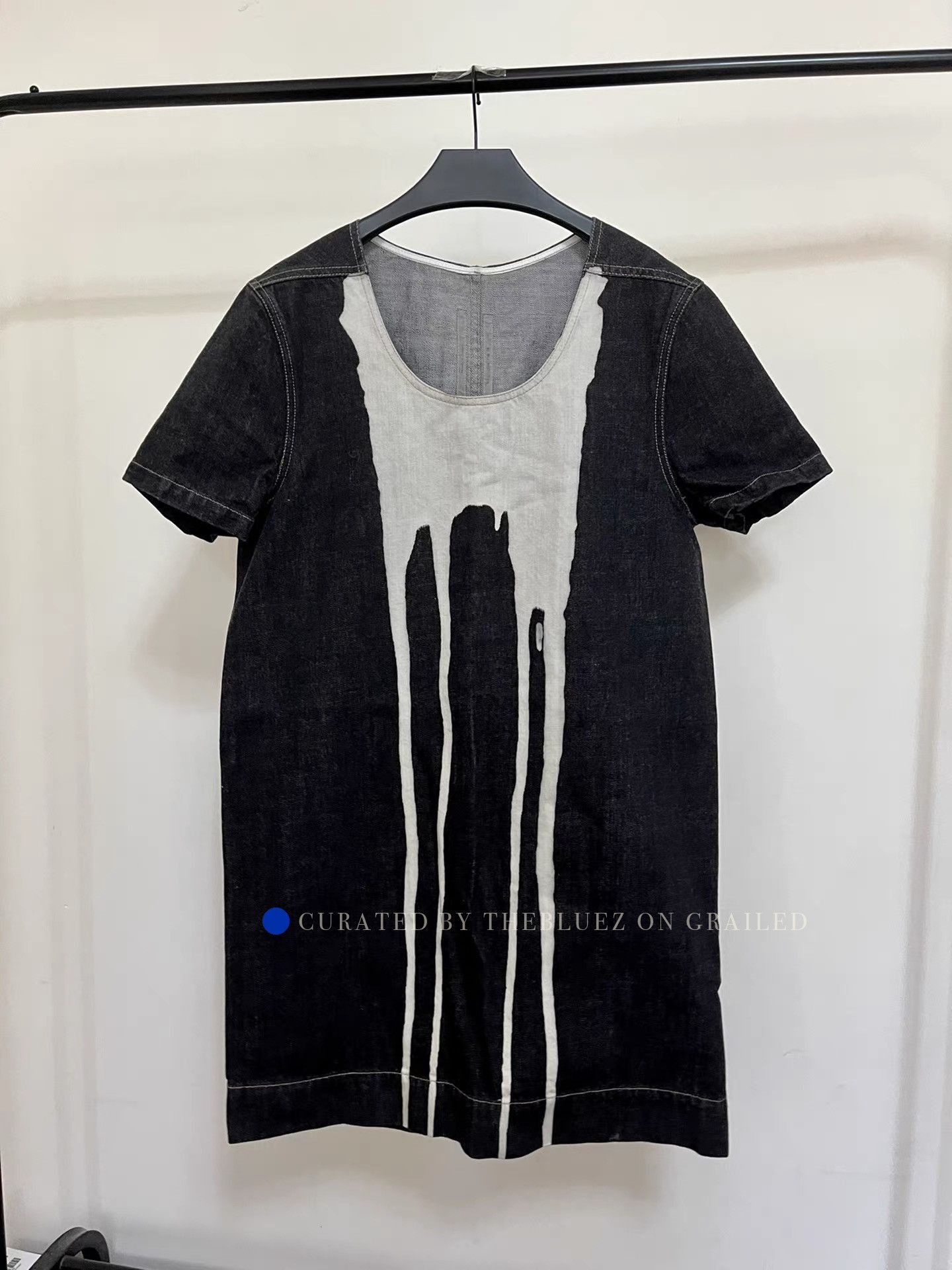 Rick Owens Black Short Sleeve Shirt with White Drip Design Size US S / EU 44-46 / 1 - 1 Thumbnail