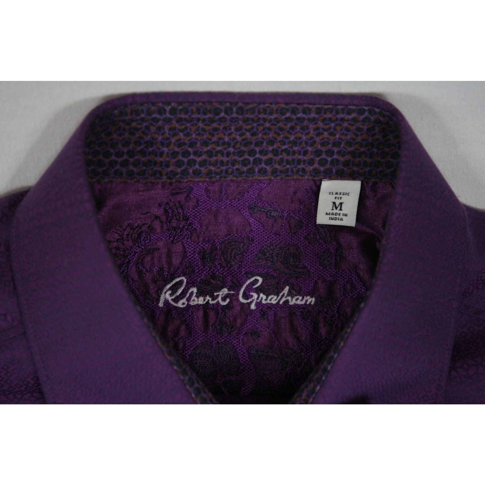 Robert Graham Robert Graham Geometric Print Flip Cuff Shiny Purple Shirt M Size US M / EU 48-50 / 2 - 7 Thumbnail