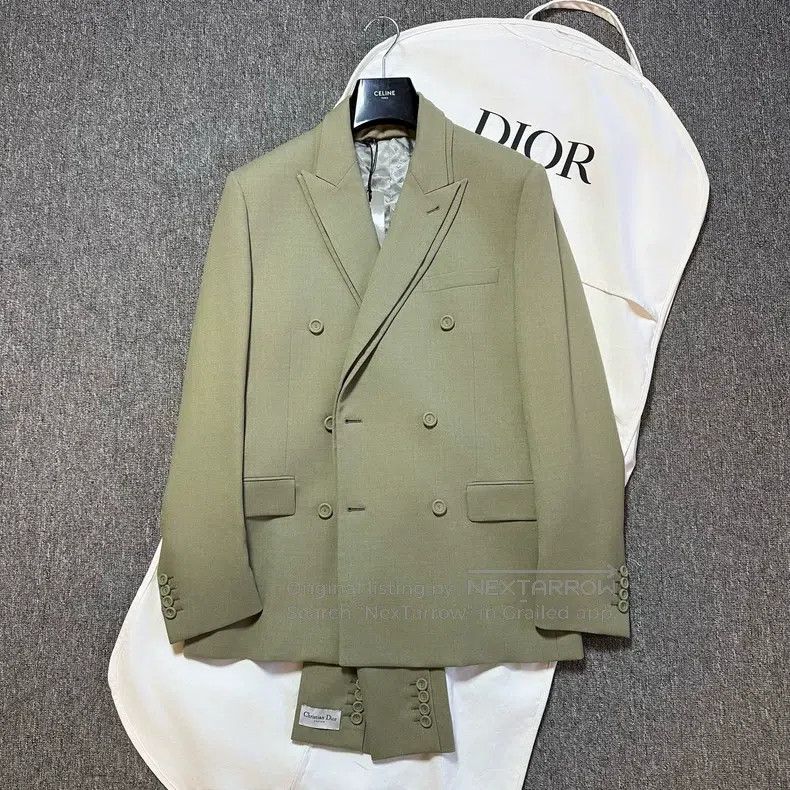 Dior Dior 23ss pine green structural double-layer collar wool s Size 48R - 1 Thumbnail