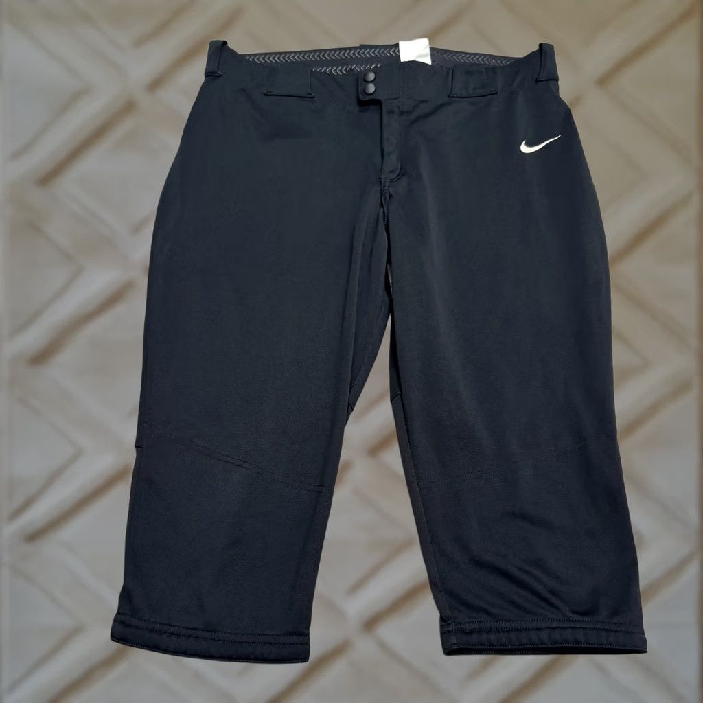 Nike Nike Vapor Select Fastpitch Pants Women XL Black Softball Capri Cropped Knickers Size 40" / US 18 - 1 Thumbnail