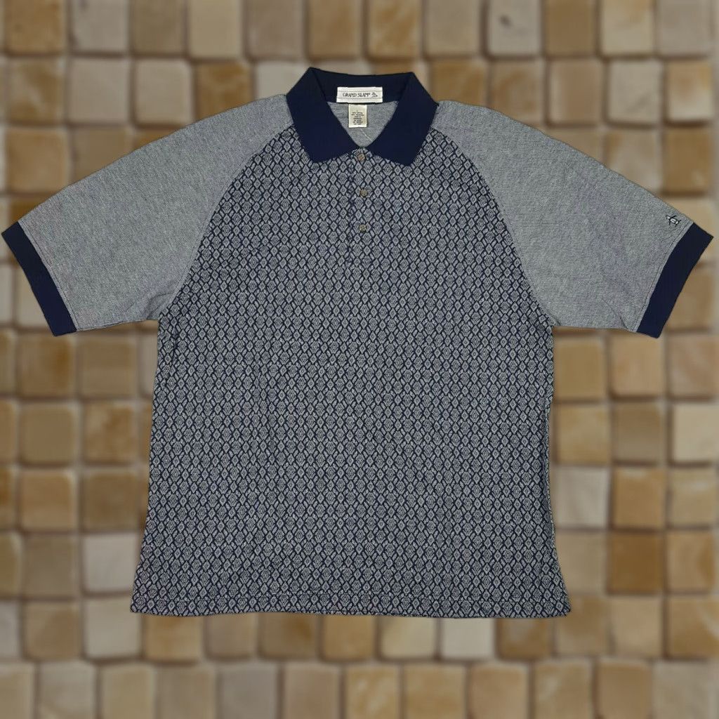 Vintage VTG 90s Grand Slam Men's Size XL Diamond Golf Tennis Surf Polo Shirt Vintage Collared Short Sleeve Polo Shirt Blue Size US L / EU 52-54 / 3 - 1 Thumbnail