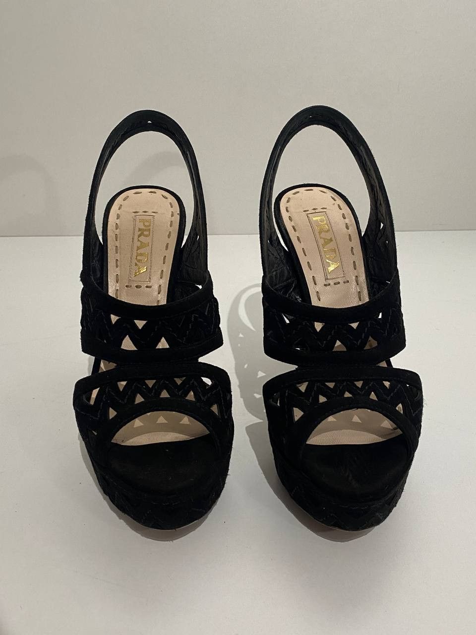 Prada Prada x Miu Miu Suede Black Slingback Strap High Heels Size US 7.5 / IT 37.5 - 4 Thumbnail