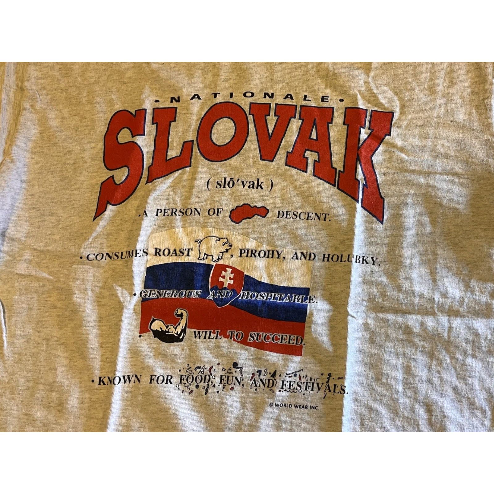 Fruit Of The Loom VINTAGE Fruit of the Loom Slovak Shirt Men’s Large Grey 90s T-Shirt Short Sleeve Crew Neck Cotton Jersey Graphic Print Logo 1990s Mens Size US L / EU 52-54 / 3 - 3 Thumbnail
