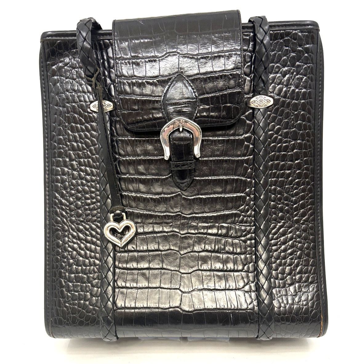 Brighton Vintage BRIGHTON Black Croc Embossed Leather Shoulder Bag Size ONE SIZE - 4 Thumbnail