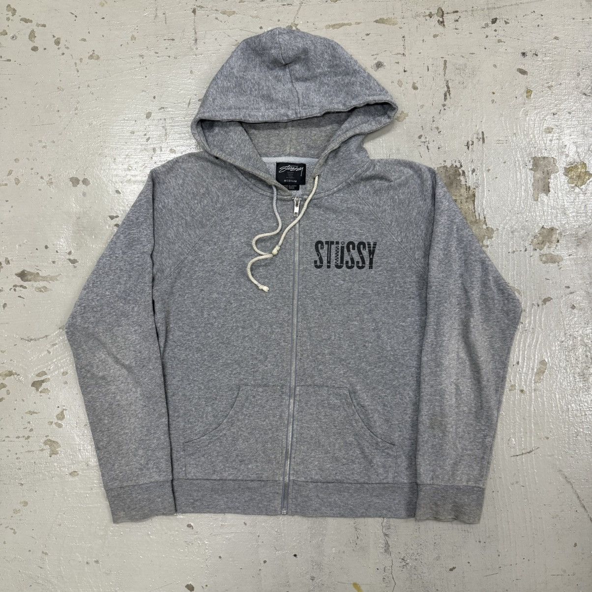 Streetwear × Stussy Grey Stussy Guam Zip Up Hoodie | Grailed