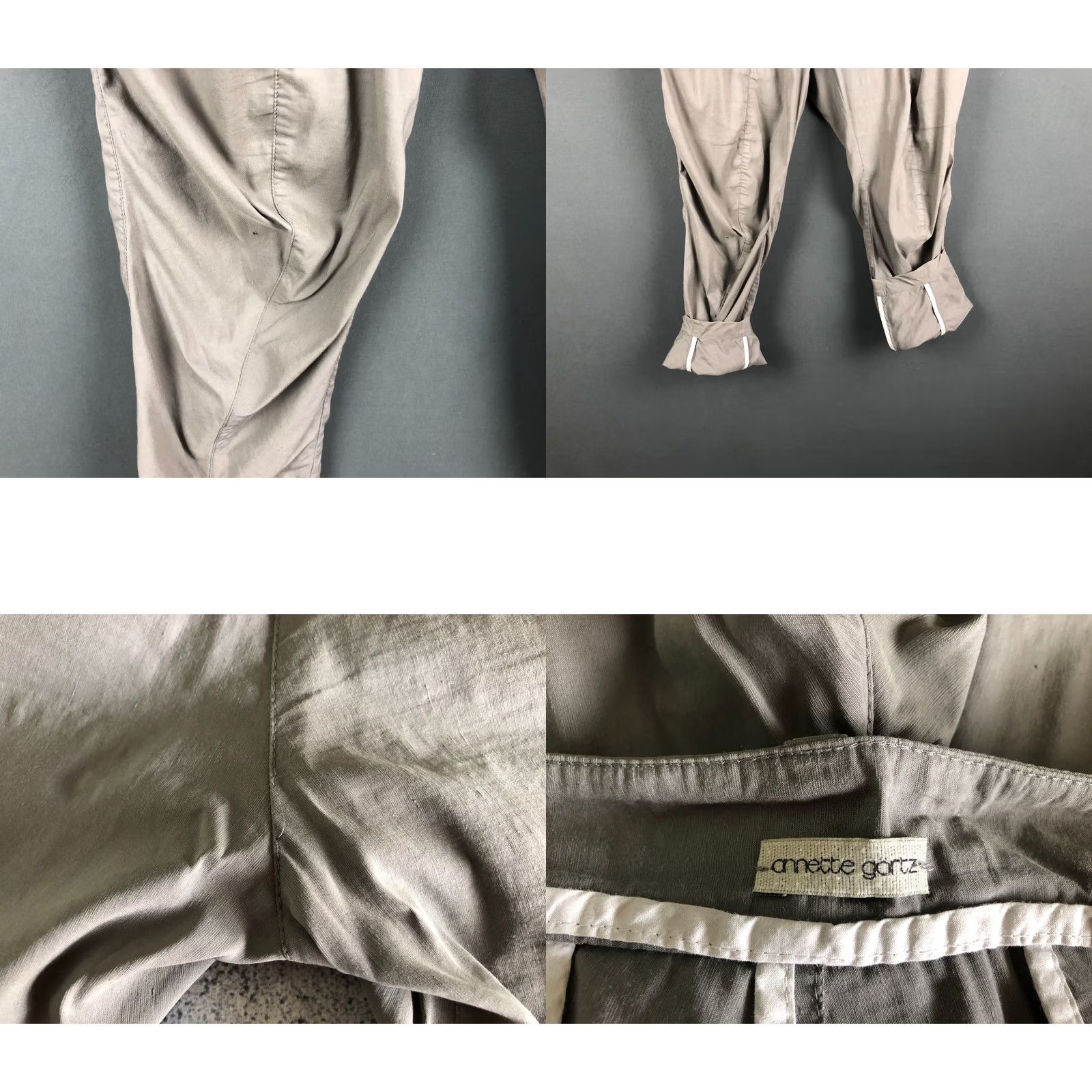 Vintage Annette Gortz Women's Pants Gray Linen Blend Size 42 Wide-Leg Size 28" / US 6 / IT 42 - 8 Thumbnail