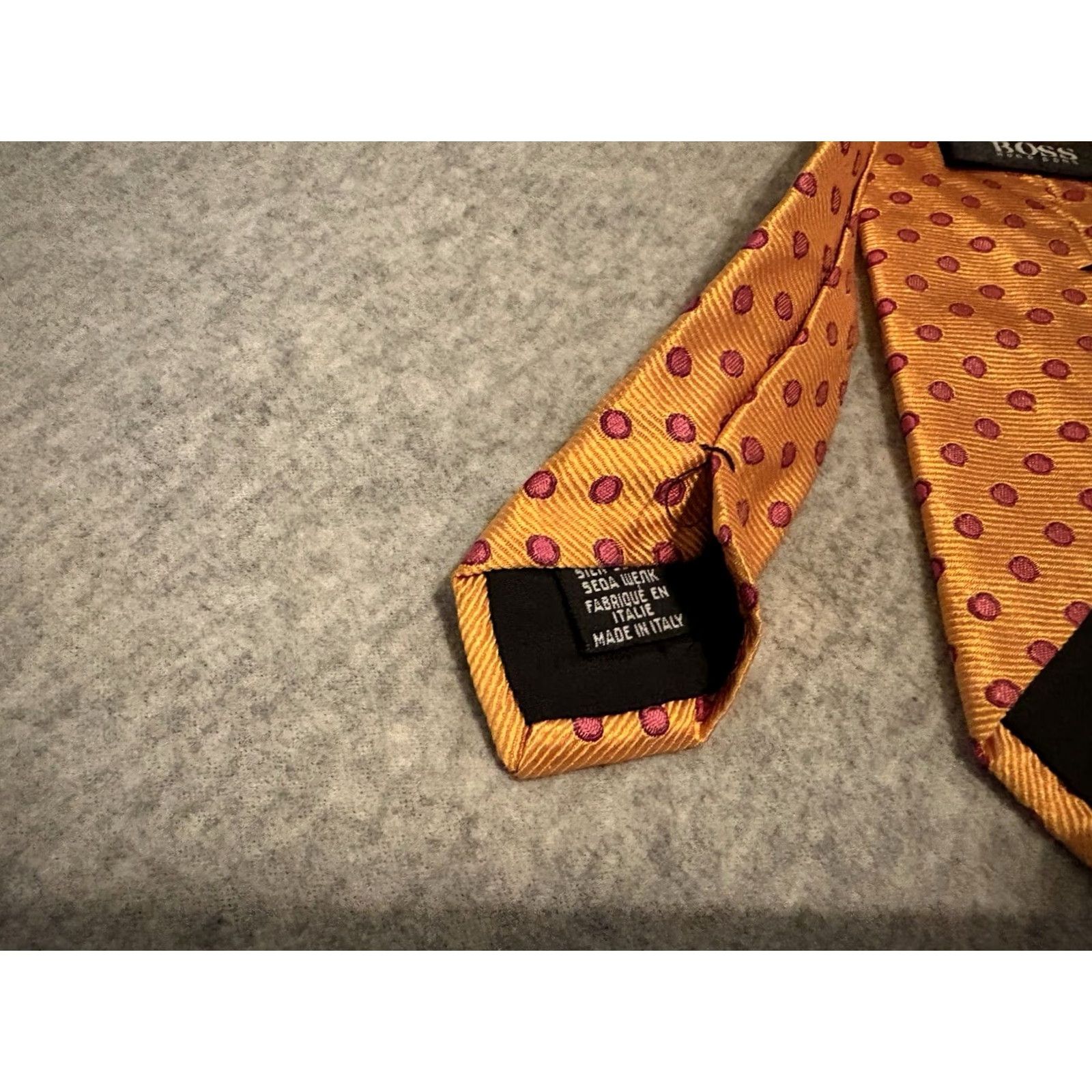 Hugo Boss HUGO BOSS Tie Orange Polka Dot Silk Made in Italy, 57-60in, Classic Length, Men, Silk Tie, Orange Polka Dot, Italy, Hugo Boss, Tie Size ONE SIZE - 4 Thumbnail