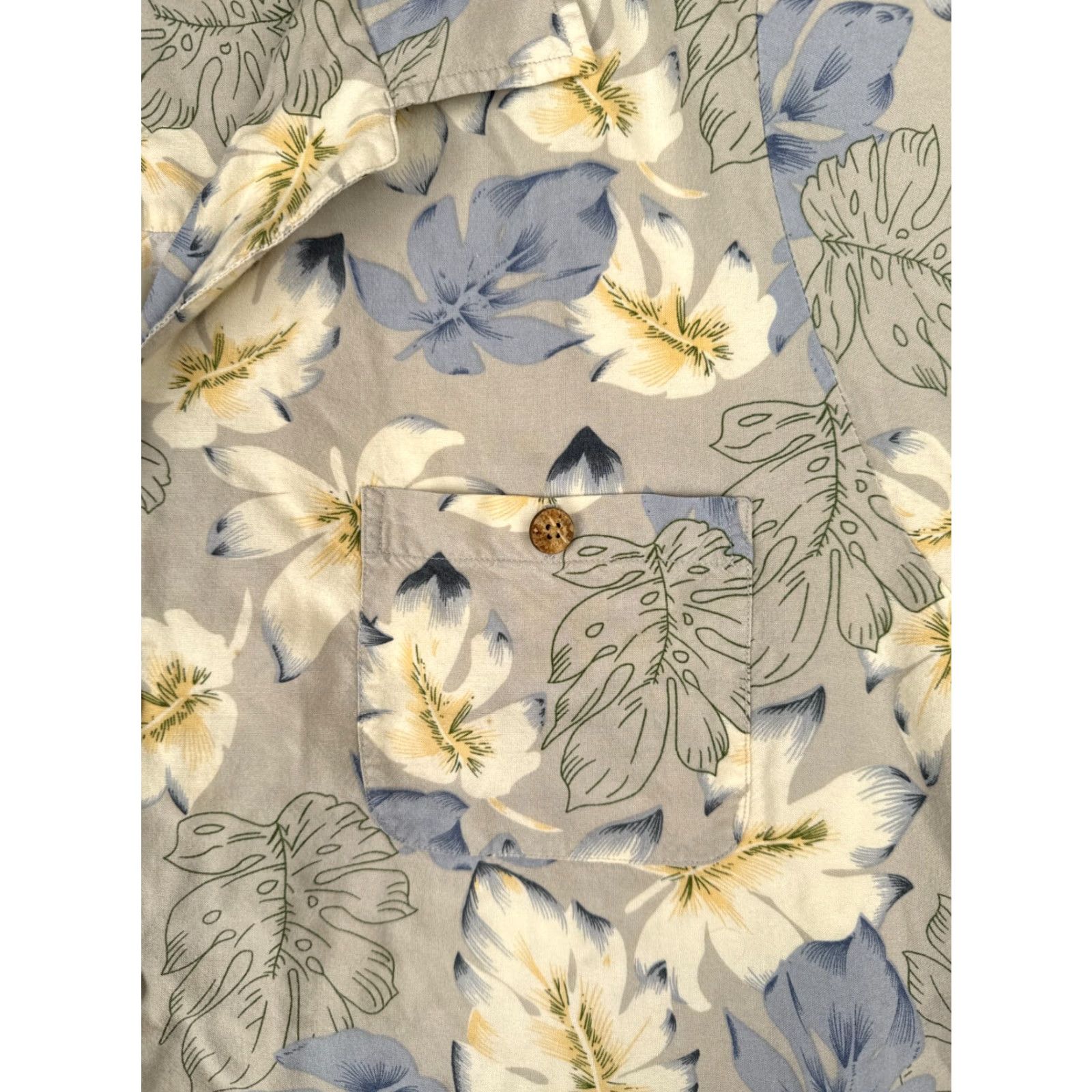 Vintage King Size Hawaiian Shirt Mens 2XL Beige Blue Leaf Pattern Button Up READ ME Size US XXL / EU 58 / 5 - 6 Thumbnail