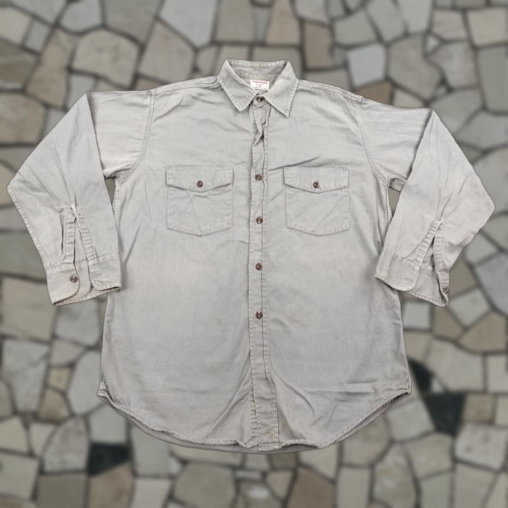 Denime Vintage Powr House Du Alls Shirt Mens Medium Gray Denim Sanforized 50s Button Up Size US M / EU 48-50 / 2 - 1 Thumbnail
