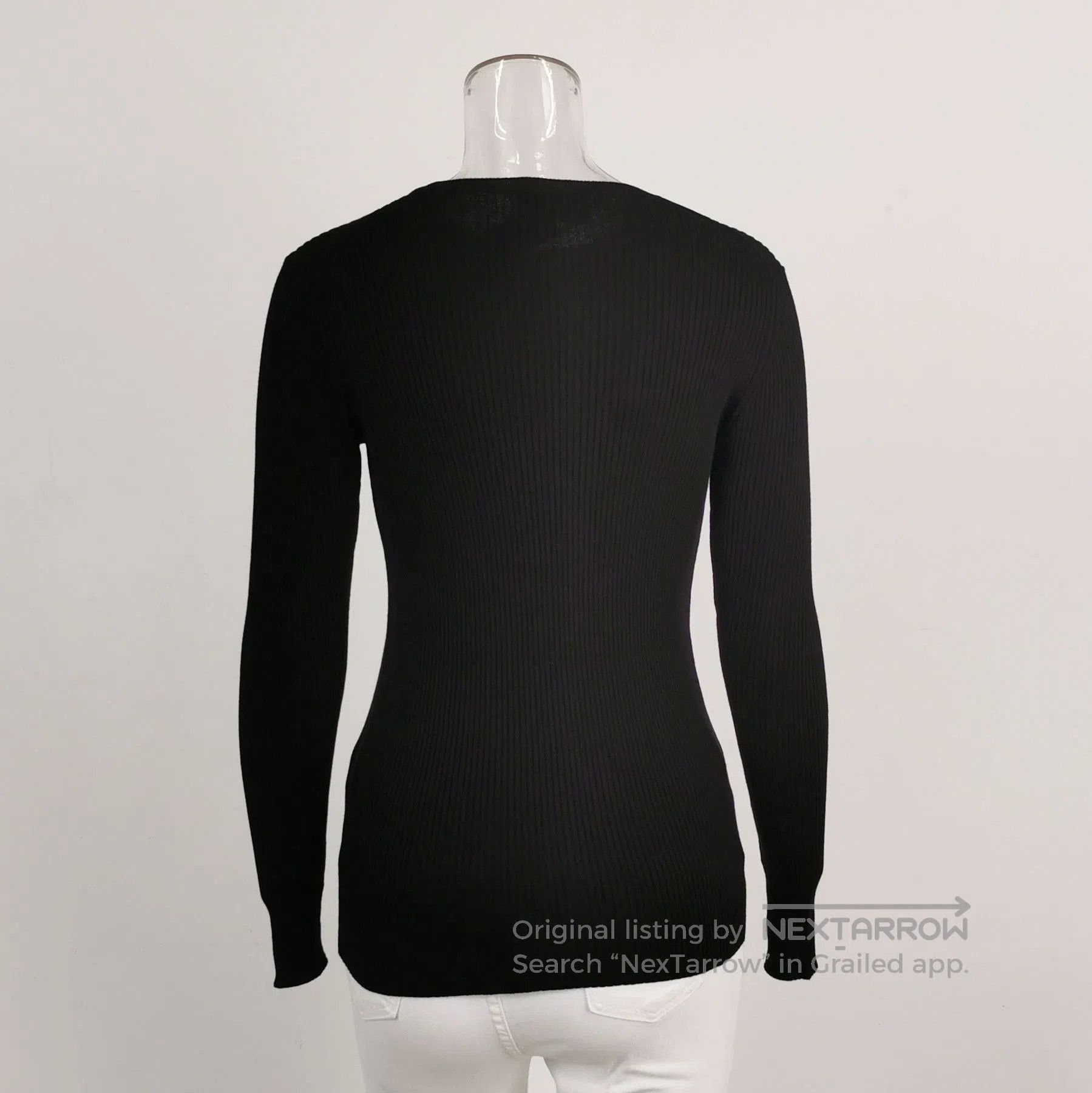Prada Prada Black Cotton Ribbed Knit Sweater . Size XS / US 0-2 / IT 36-38 - 2 Thumbnail