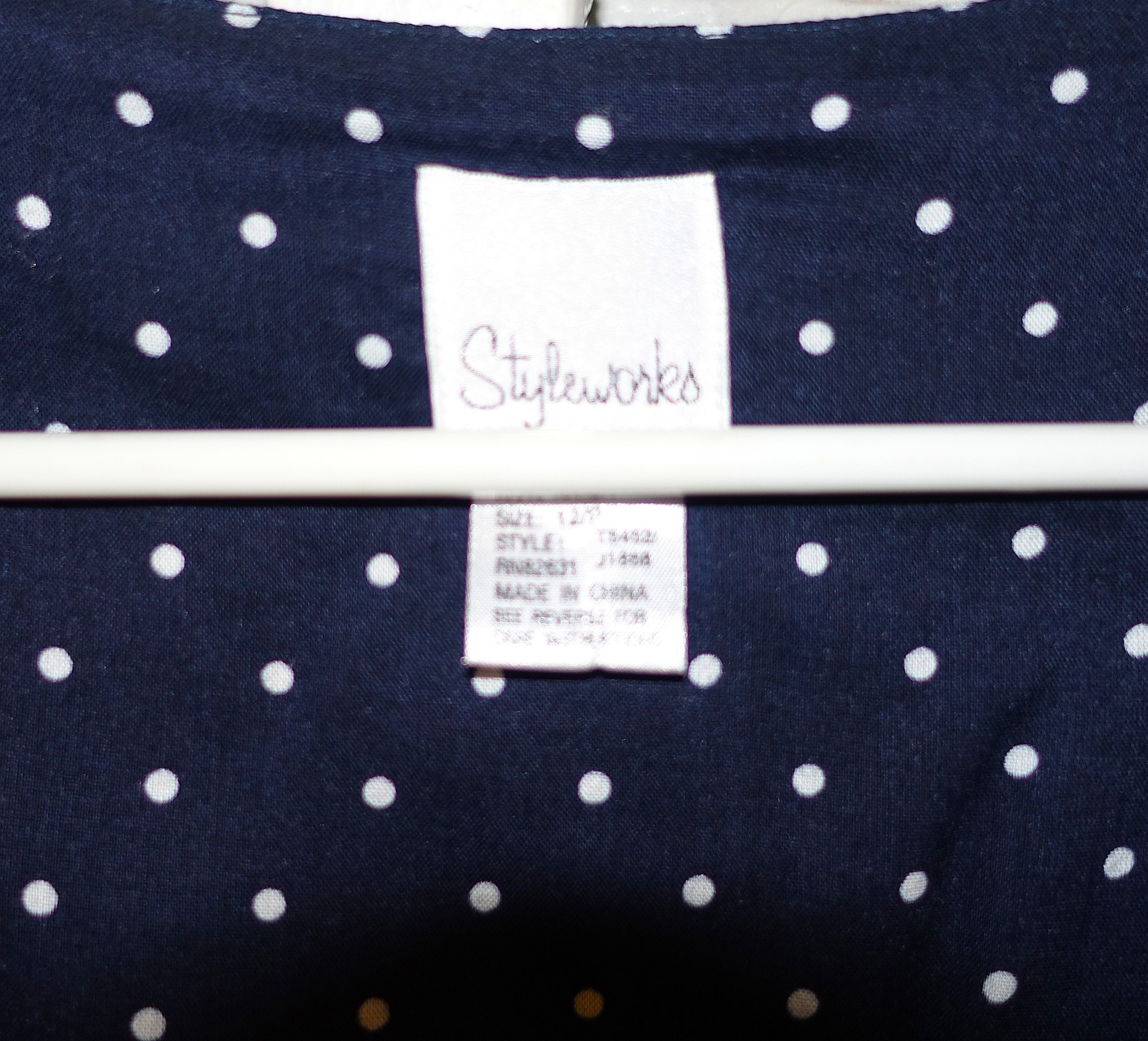 Other Styleworks Navy Blue White Polka Dot Dress 12P Size XL / US 12-14 / IT 48-50 - 7 Thumbnail