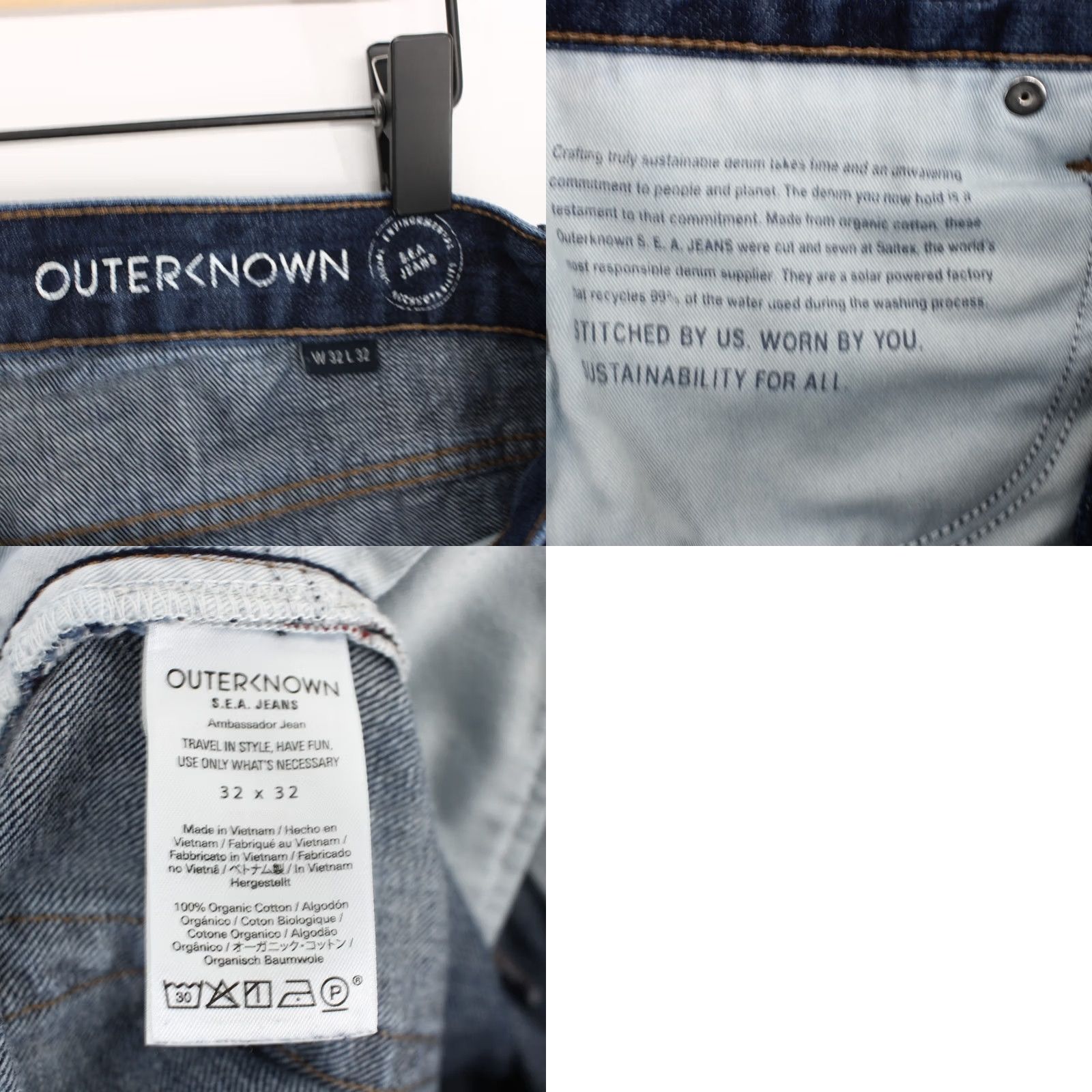 Outerknown Outerknown Ambassador Jeans Mens 32x32 Blue Slim Denim Straight 5-Pocket) Size US 32 / EU 48 - 9 Thumbnail