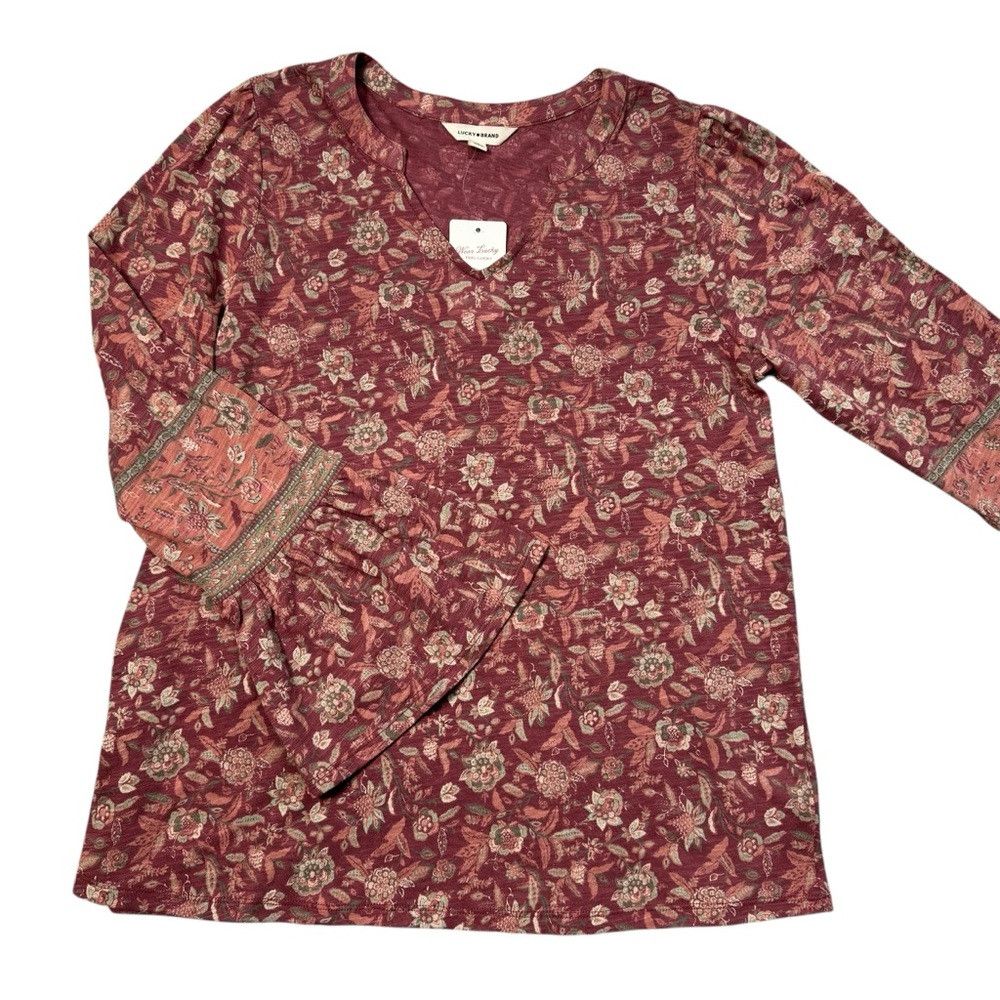 Lucky Brand NWT New $70 Lucky Brand Long Bell Sleeve Floral Top SIze S Size S / US 4 / IT 40 - 5 Thumbnail