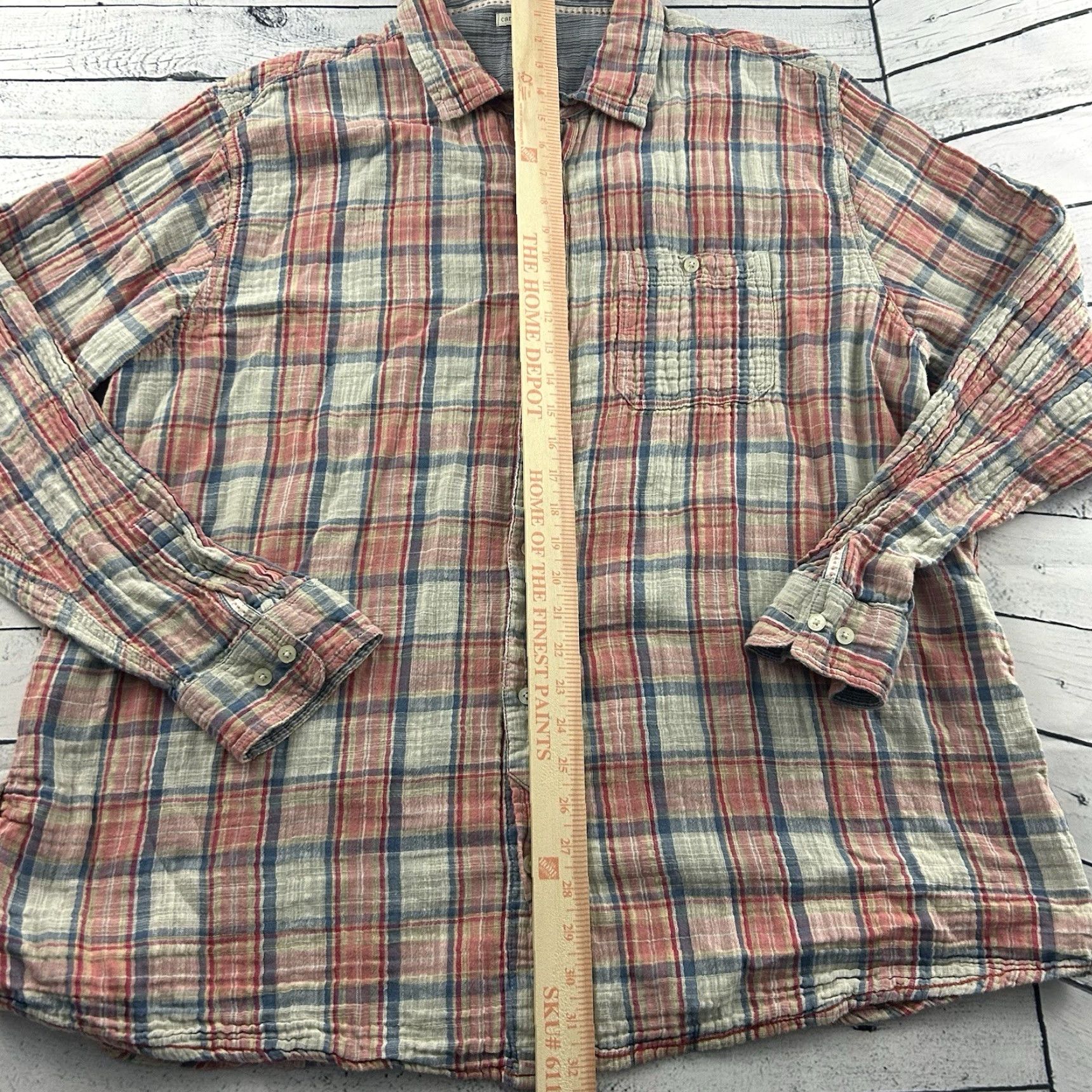 Carbon2Cobalt Carbon 2 Cobalt Plaid Cotton Seersucker Button Front Shirt Mens 2XLT Long Sleeve, Multicolor, Big & Tall, Button-Up Size US XXL / EU 58 / 5 - 3 Thumbnail
