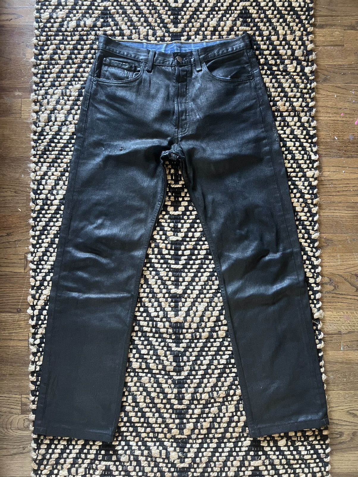 Maison Margiela Maison Margiela Artisanal AW99 Black Painted Denim Size US 31 - 1 Thumbnail