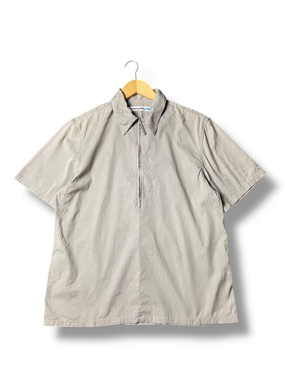 Saint Laurent Paris Saint Laurent Quarter Zip Short Sleeve Polo Shirt (171) Size US M / EU 48-50 / 2 - 1 Thumbnail