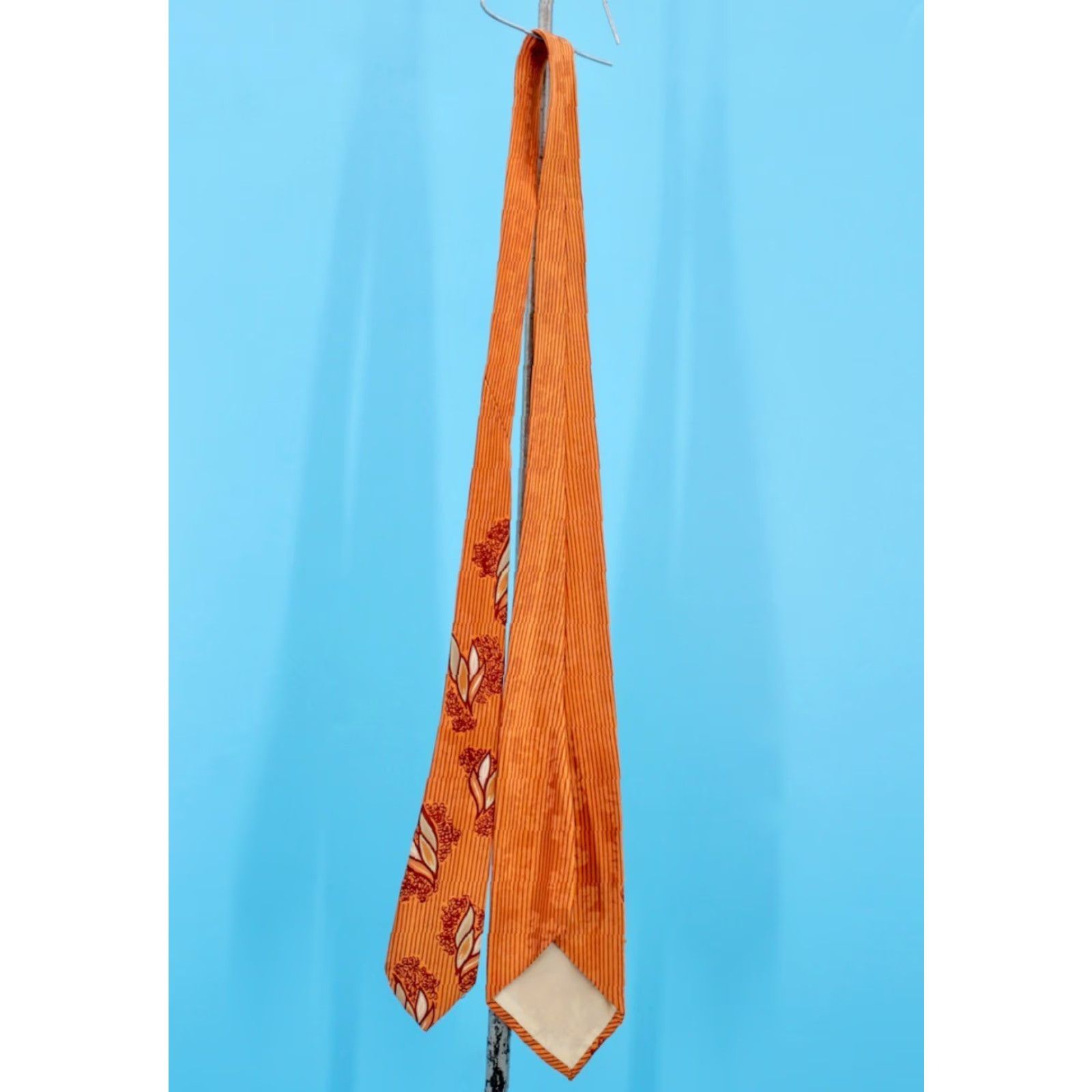Vintage VTG 1940s Orange Striped Abstract Necktie Tie Men’s Size ONE SIZE - 7 Thumbnail