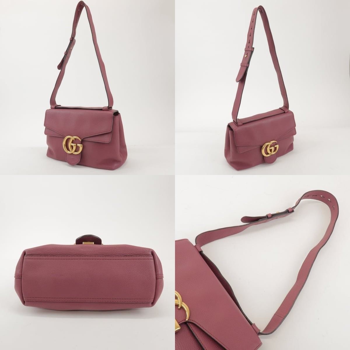Gucci Gucci GG Marmont Leather Shoulder Bag Pink Size ONE SIZE - 3 Thumbnail