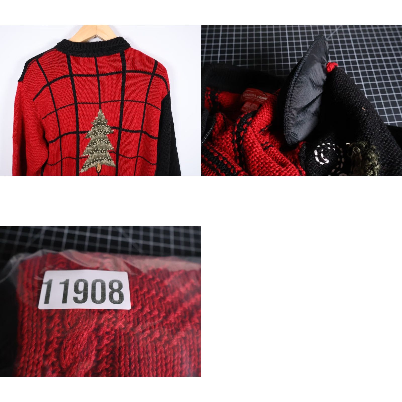 Vintage VINTAGE Venezia Cardigan Women's Red Black Full Zip Sweater 14 / 16 90s Christmas Tree Motif Size XXL / US 16-18 / IT 52-54 - 9 Thumbnail