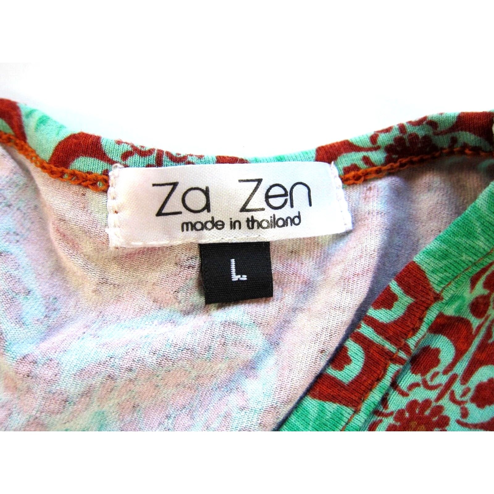 Vintage VINTAGE Za Zen Red Green Floral Short Sleeve Jersey Stretch Fit & Flare Midi Sun Dress L Size L / US 10 / IT 46 - 3 Thumbnail