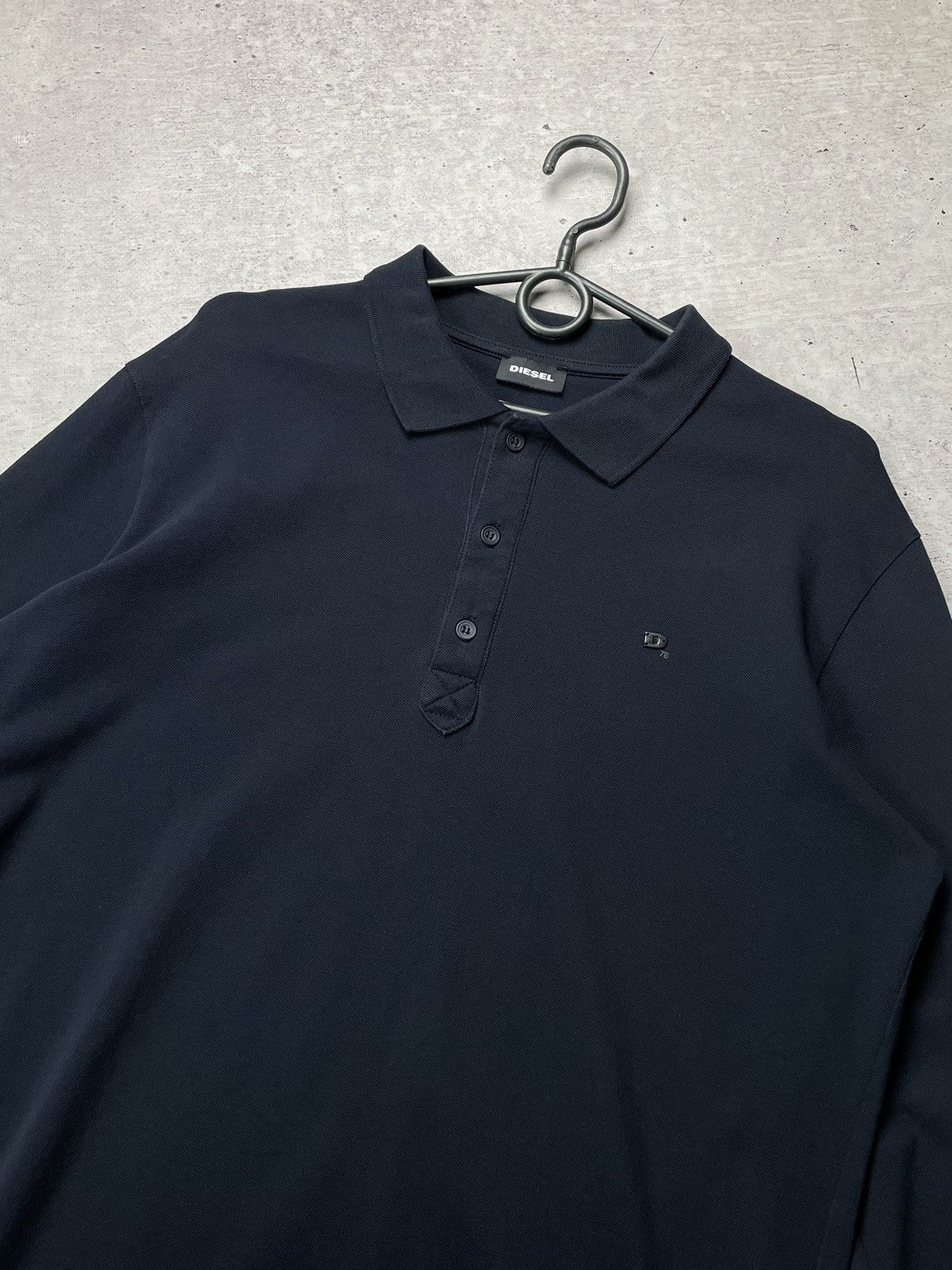 Diesel × Vintage Vintage Diesel Logo Black Longsleeve Polo Shirt Size US XL / EU 56 / 4 - 4 Thumbnail