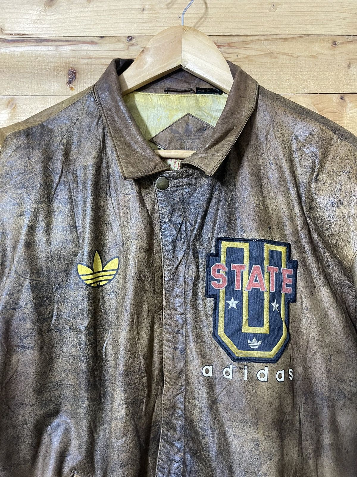 Adidas Vintage Adidas OLYMPIA 80s American Born USA leather jacket Size US M / EU 48-50 / 2 - 4 Thumbnail
