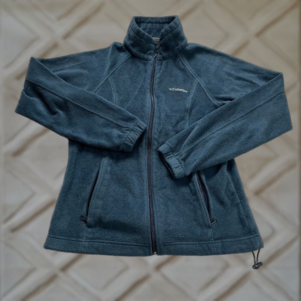 Columbia Jacket Womens Medium Blue Benton Springs Fleece Zip Pockets Logo Modern Outdoor Regular