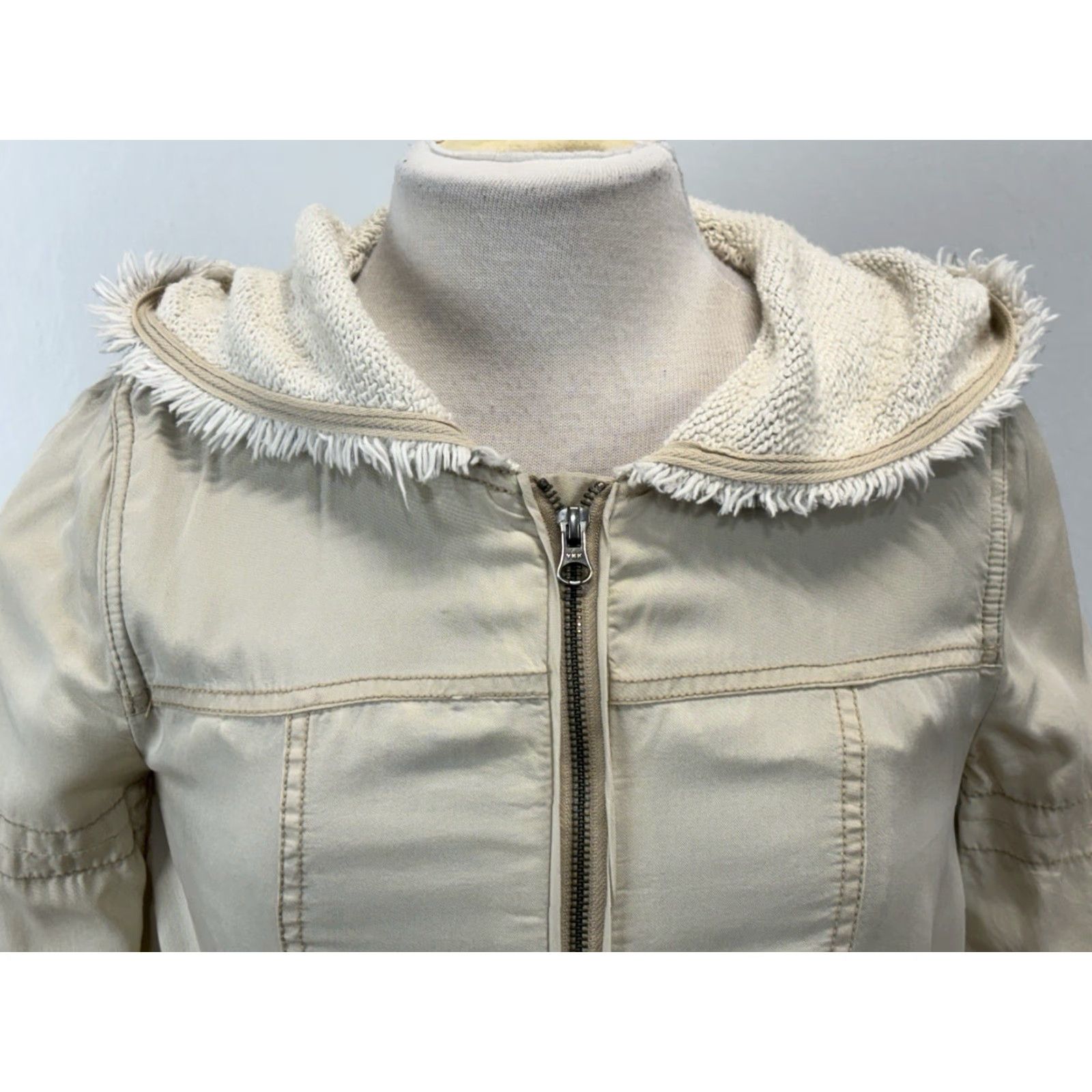 Free People Free People Jacket Adult XS Beige Hooded Lightweight Lined Tencel Utility Bohemian Full Zip Pockets Womens Size XS / US 0-2 / IT 36-38 - 5 Thumbnail