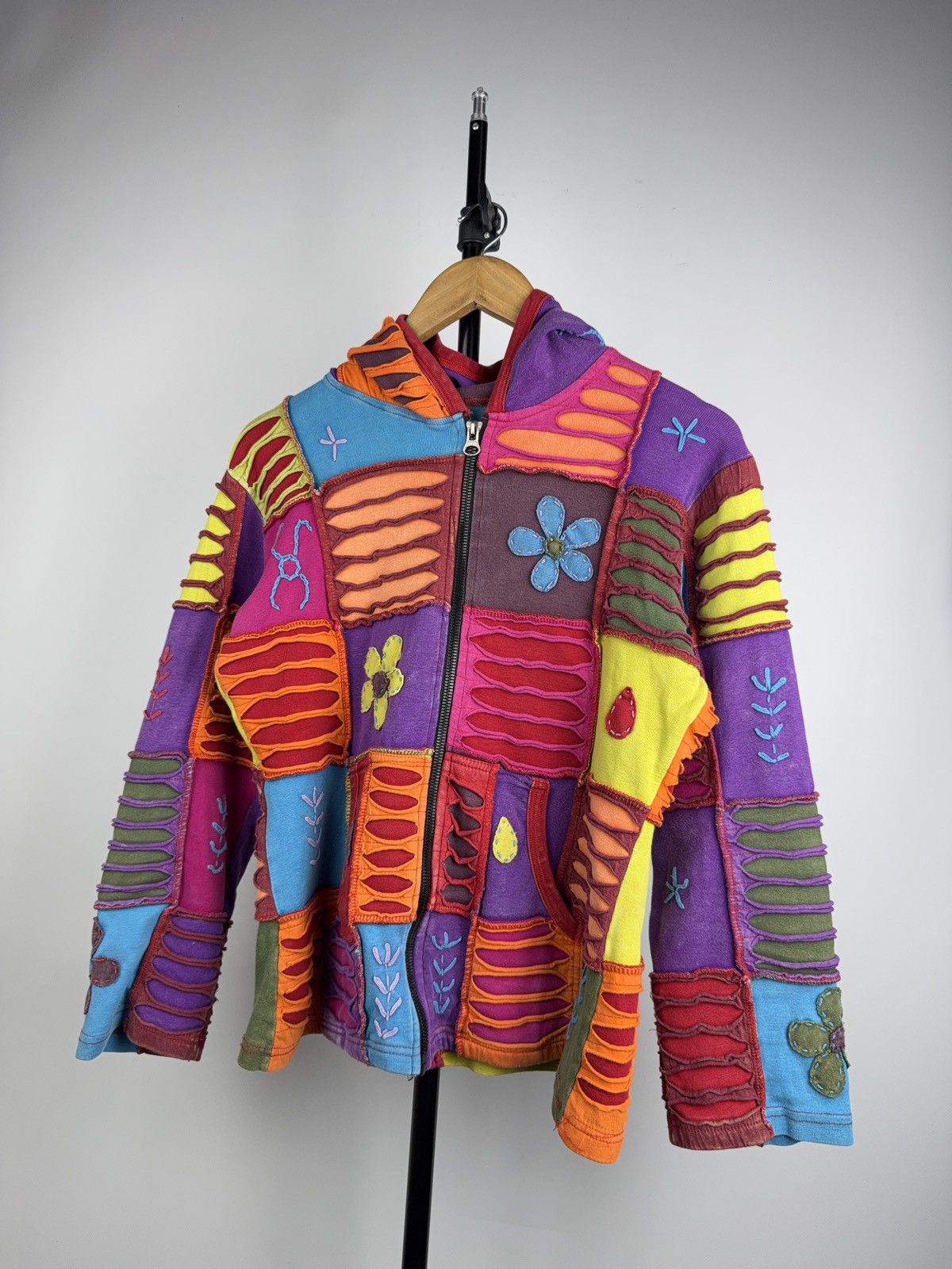 Japanese Brand Retro Nepal Patchwork Hoodie Hippie Boho Distressed Jacket Size S / US 4 / IT 40 - 1 Thumbnail