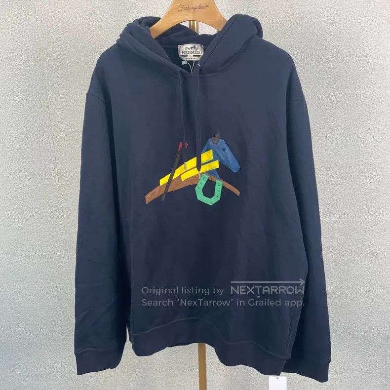 Hermes Hermes Blue Hooded Sweatshirt Size XXL / US 16-18 / IT 52-54 - 1 Thumbnail
