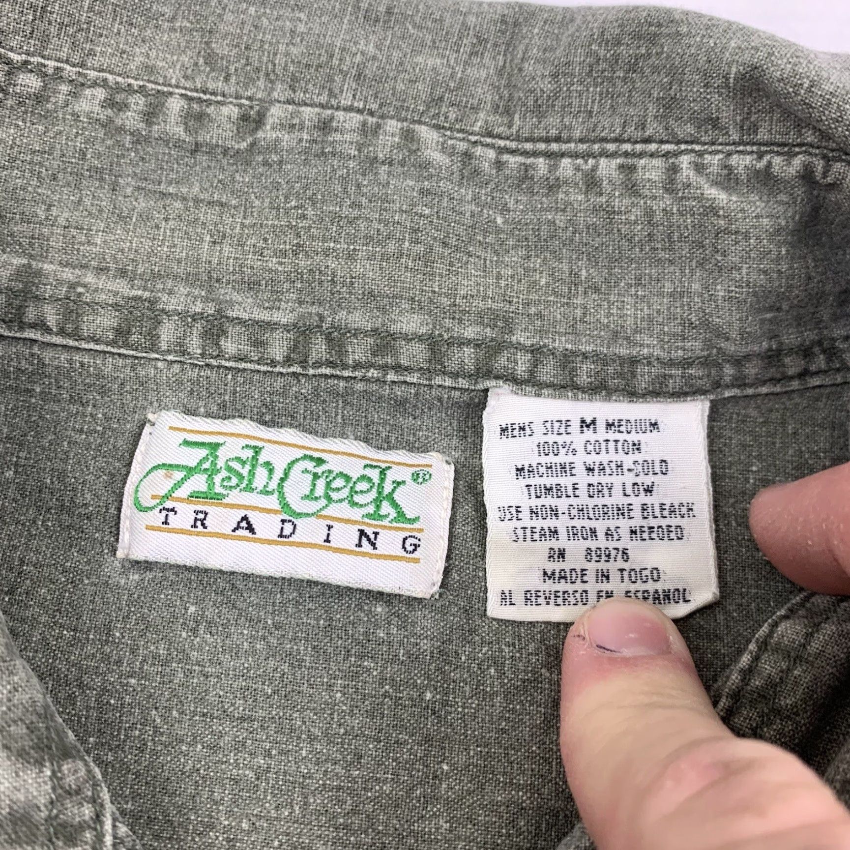ASH VINTAGE Ash Creek Trading Button-Up Shirt Adult Medium Green Hiking Outdoors 90s Mens Button-Up Shirt Green 90s Outdoor Rugged Pockets Size US M / EU 48-50 / 2 - 4 Thumbnail