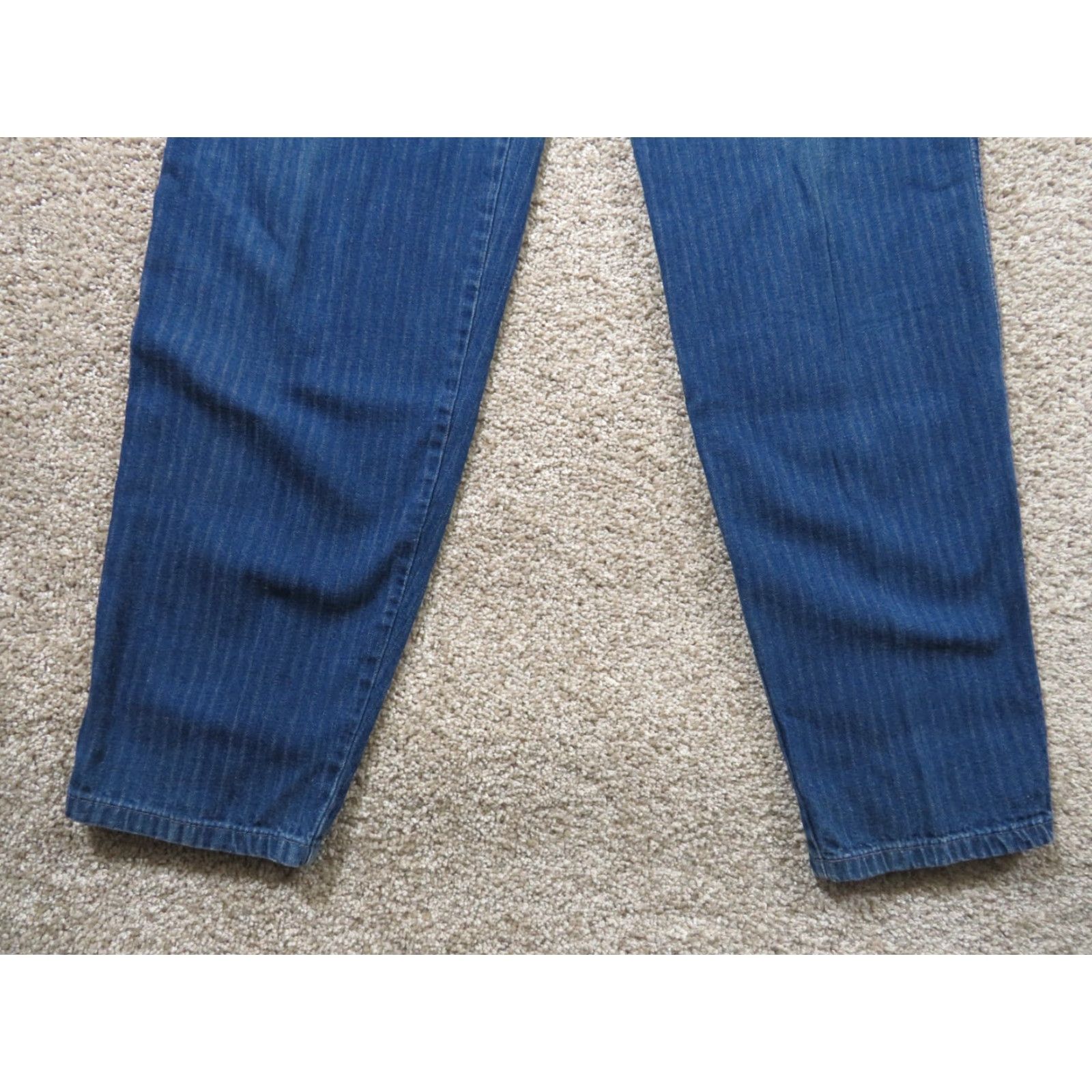 Lee VINTAGE Lee Riders Jeans Denim Ladies 13W 29X32 High Waist Pin Striped 1980s Disco Blue Mens Womens Girls? Size 29" - 2 Thumbnail
