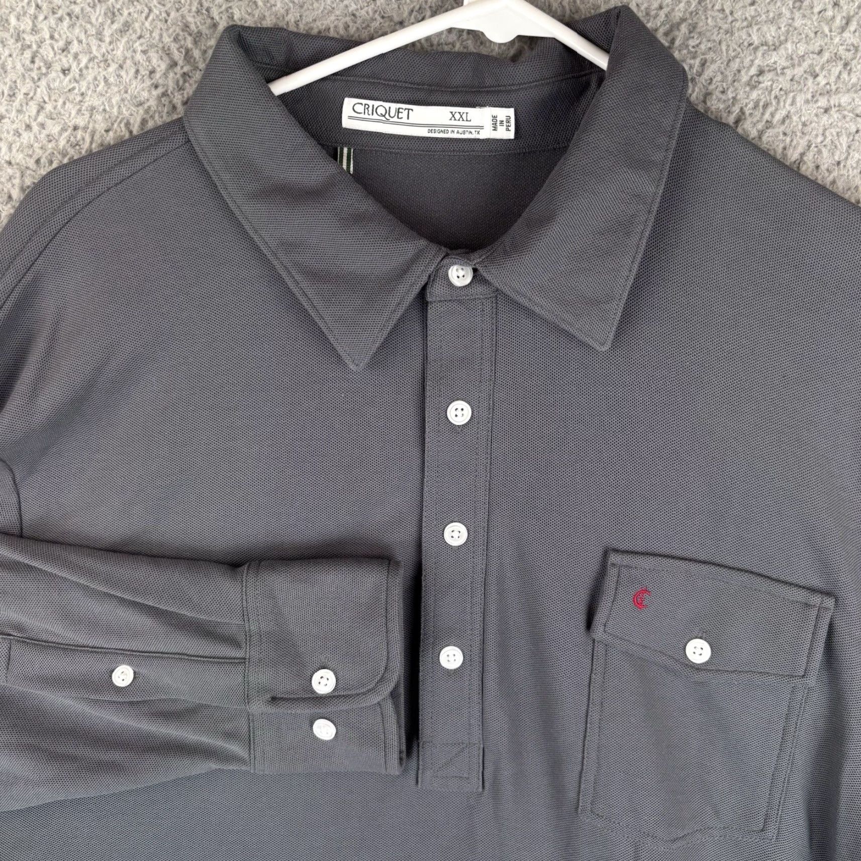 Vintage Criquet Mens Polo Shirt 2XL Gray Long Sleeve Classic Pima Cotton Pocket Shirt Size US XXL / EU 58 / 5 - 2 Thumbnail