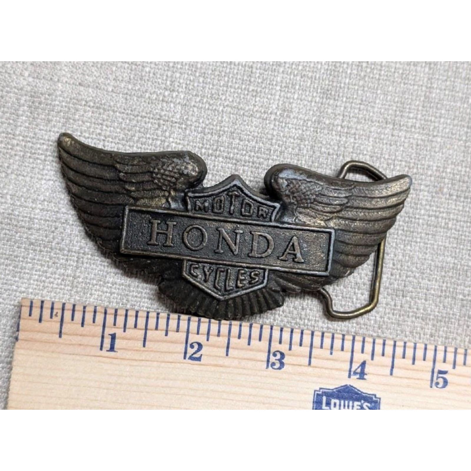 Honda VINTAGE Honda belt buckle Men Brass 4.5" x 2" fits 1.5" belt Western eaglewings 1970s Size ONE SIZE - 4 Thumbnail