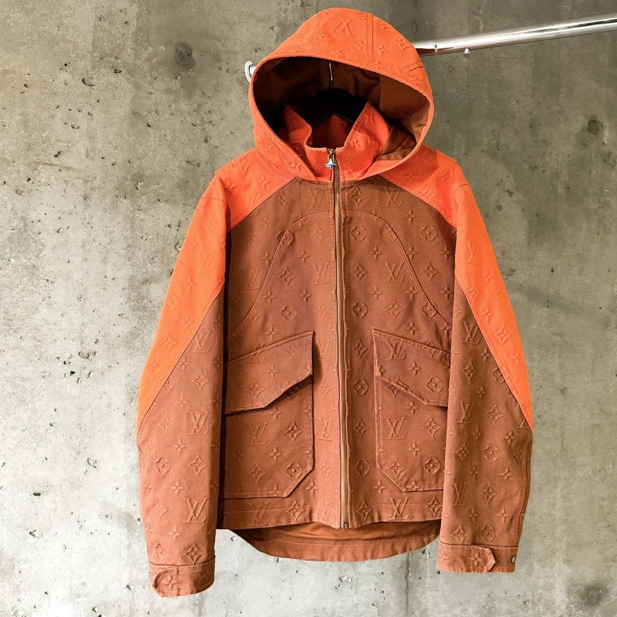 Louis Vuitton 3D Embossed Monogram Hooded Denim Carpenter Jacket By Virgil Size US M / EU 48-50 / 2 - 1 Thumbnail