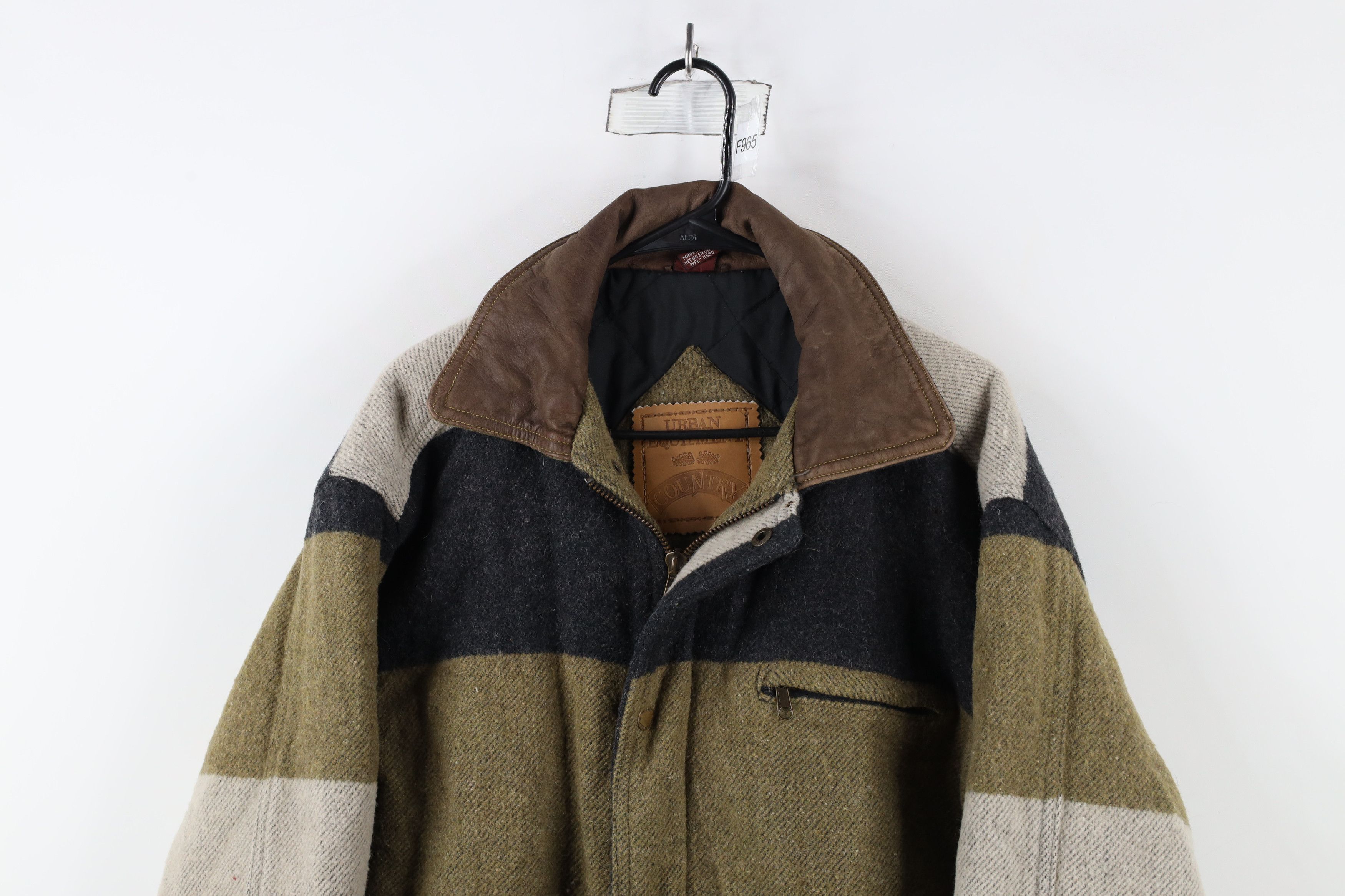 Vintage Vintage 90s Streetwear Wool Tweed Leather Collar Jacket Size US S / EU 44-46 / 1 - 2 Thumbnail