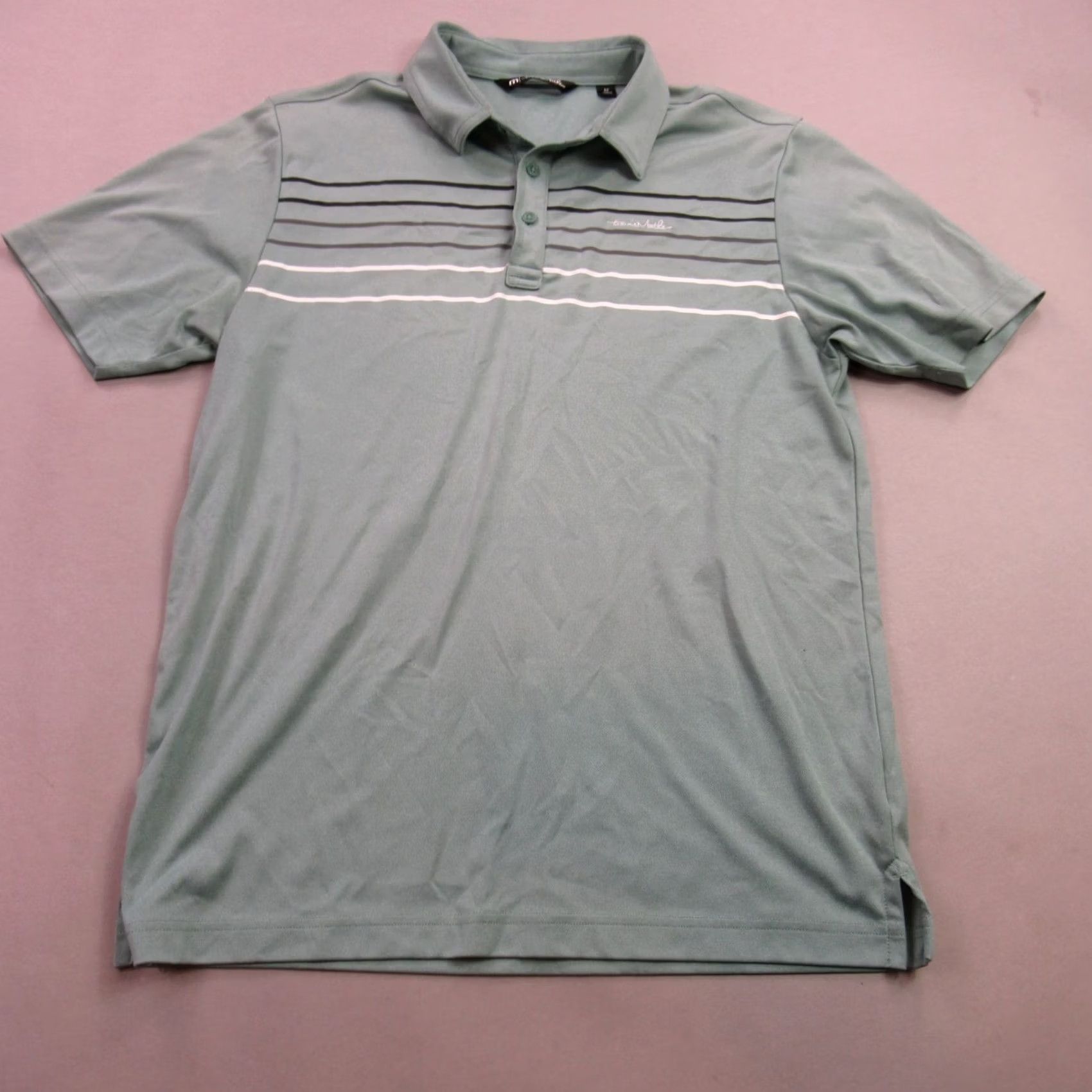 TravisMathew Travis Mathew Men’s Performance Golf Polo Shirt | Size M | Green Striped Short Sleeve Polo Men Regular Fit Size US M / EU 48-50 / 2 - 2 Thumbnail