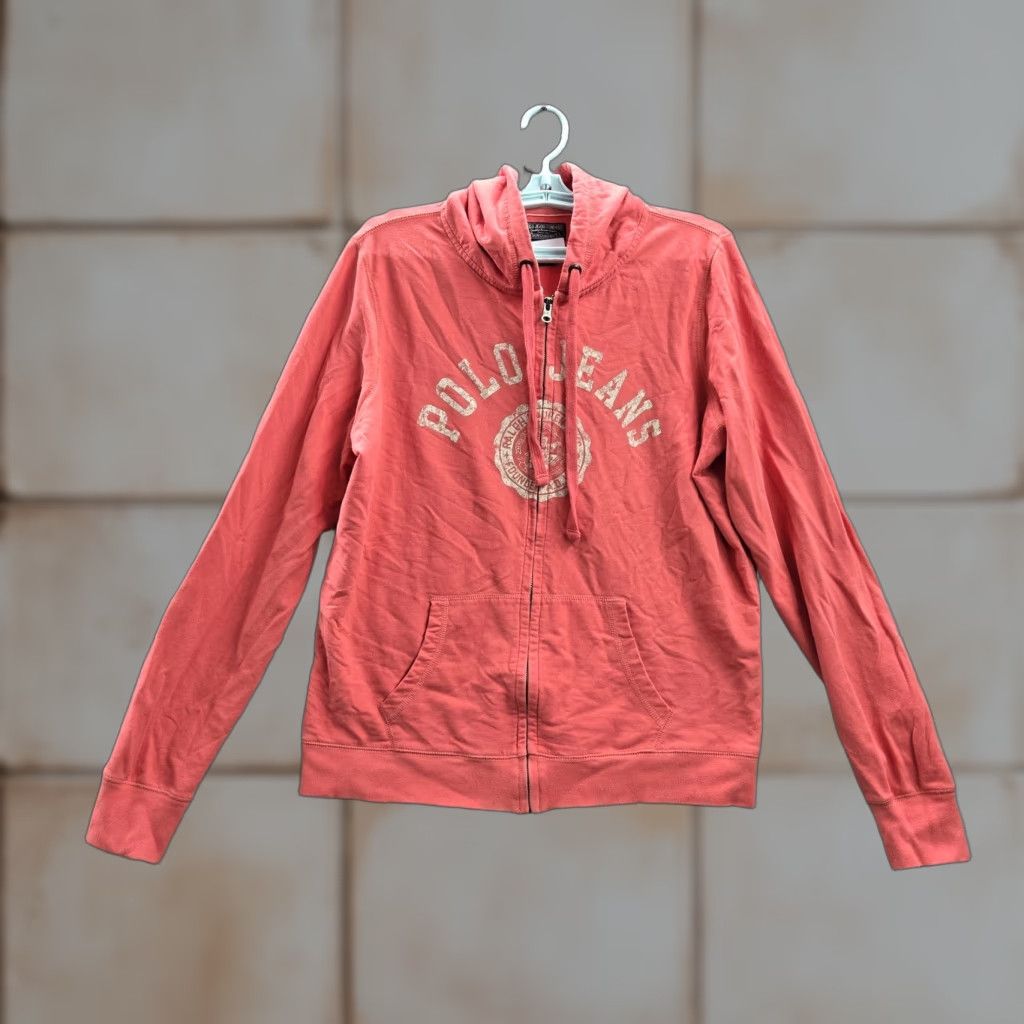 Polo Ralph Lauren Women Full Zip Hoodie XL Pink Cotton Spandex