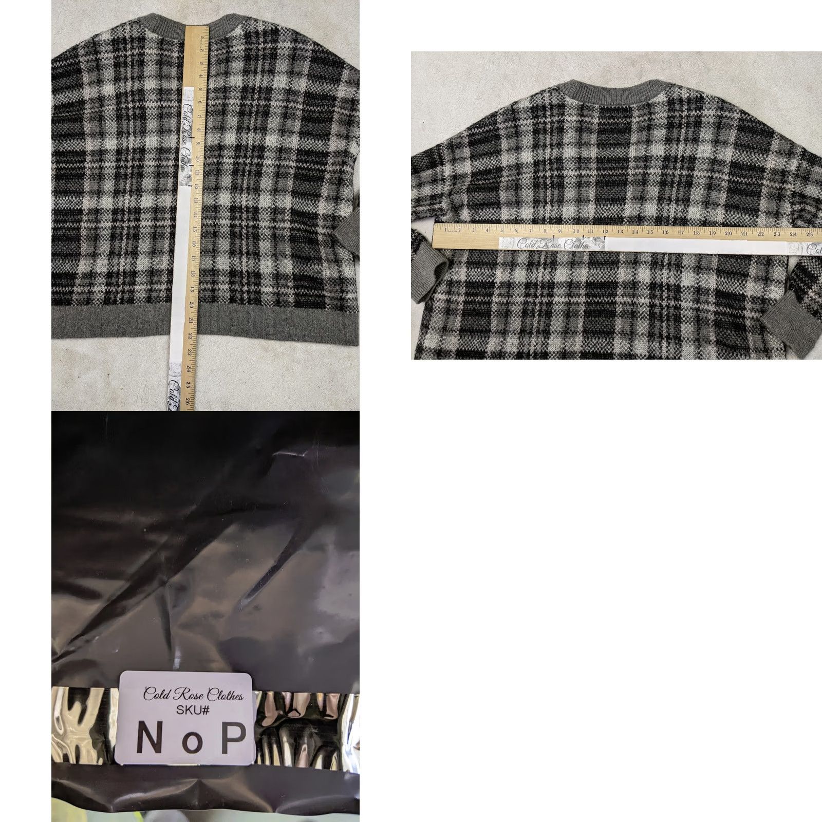 Banana Republic Banana Republic Womens XS Oversize Gray Plaid Wool Mohair Blend Sweater Size XS / US 0-2 / IT 36-38 - 8 Thumbnail
